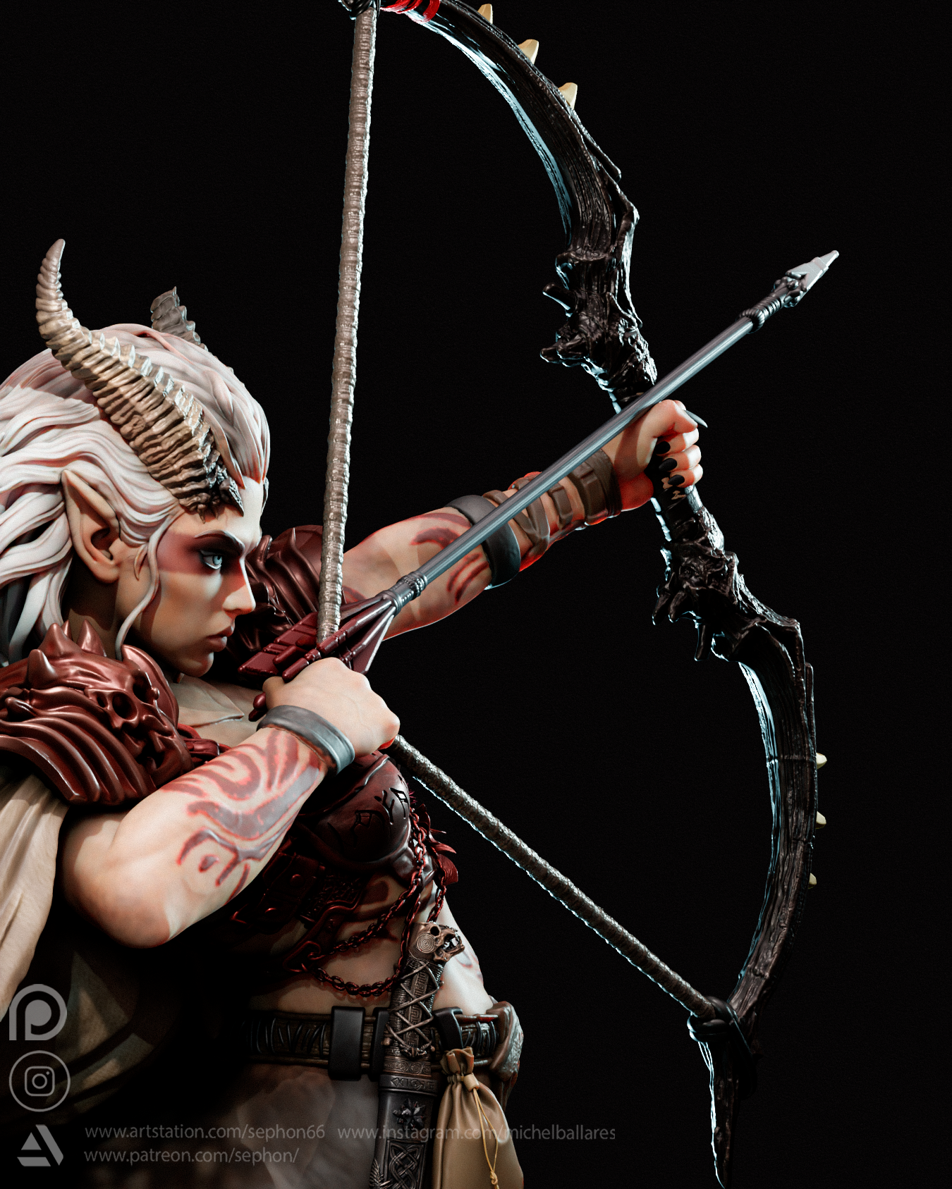 Centaur Huntress Sculpture (75mm to 500mm) - Unassembled/Unpainted/3D Print