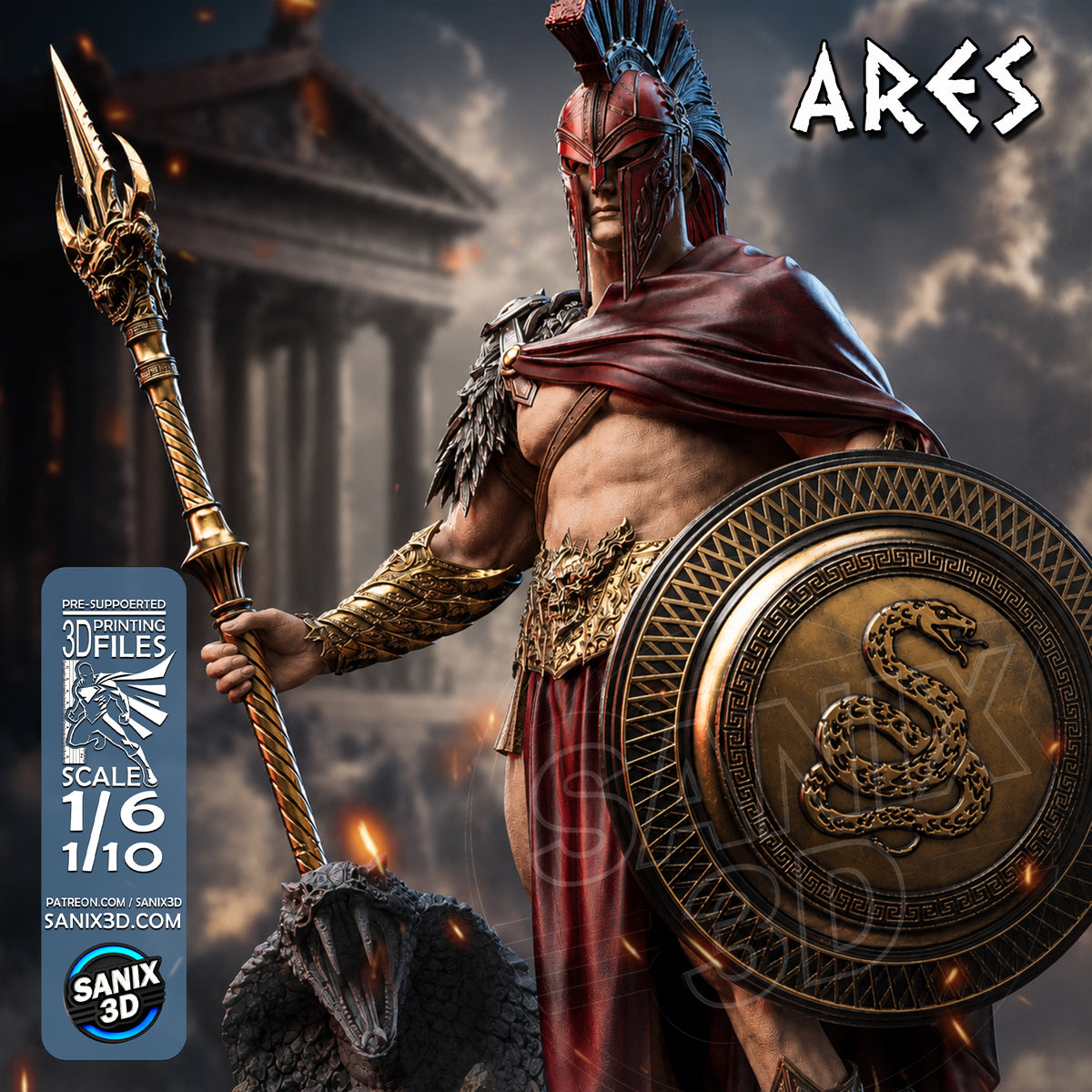 ARES ( God of War ) Sculpture(75mm to 500mm) - Unassembled/Unpainted/3D Print