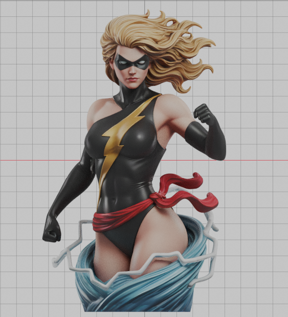 Captain Marvel Bust (75mm to 500mm) - Unassembled/Unpainted/3D Print