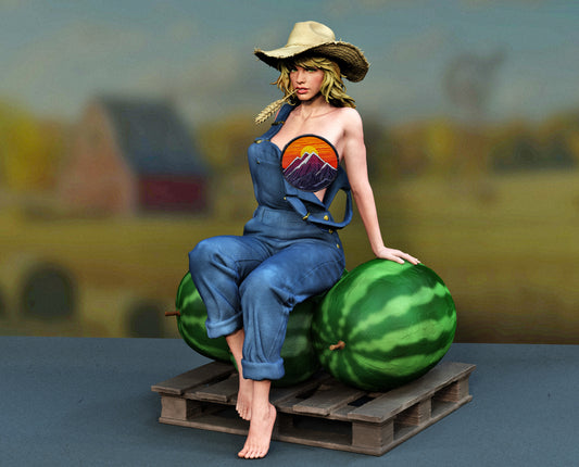 Country Girl Sculpture(75mm to 500mm) - Unassembled/Unpainted/3D Print