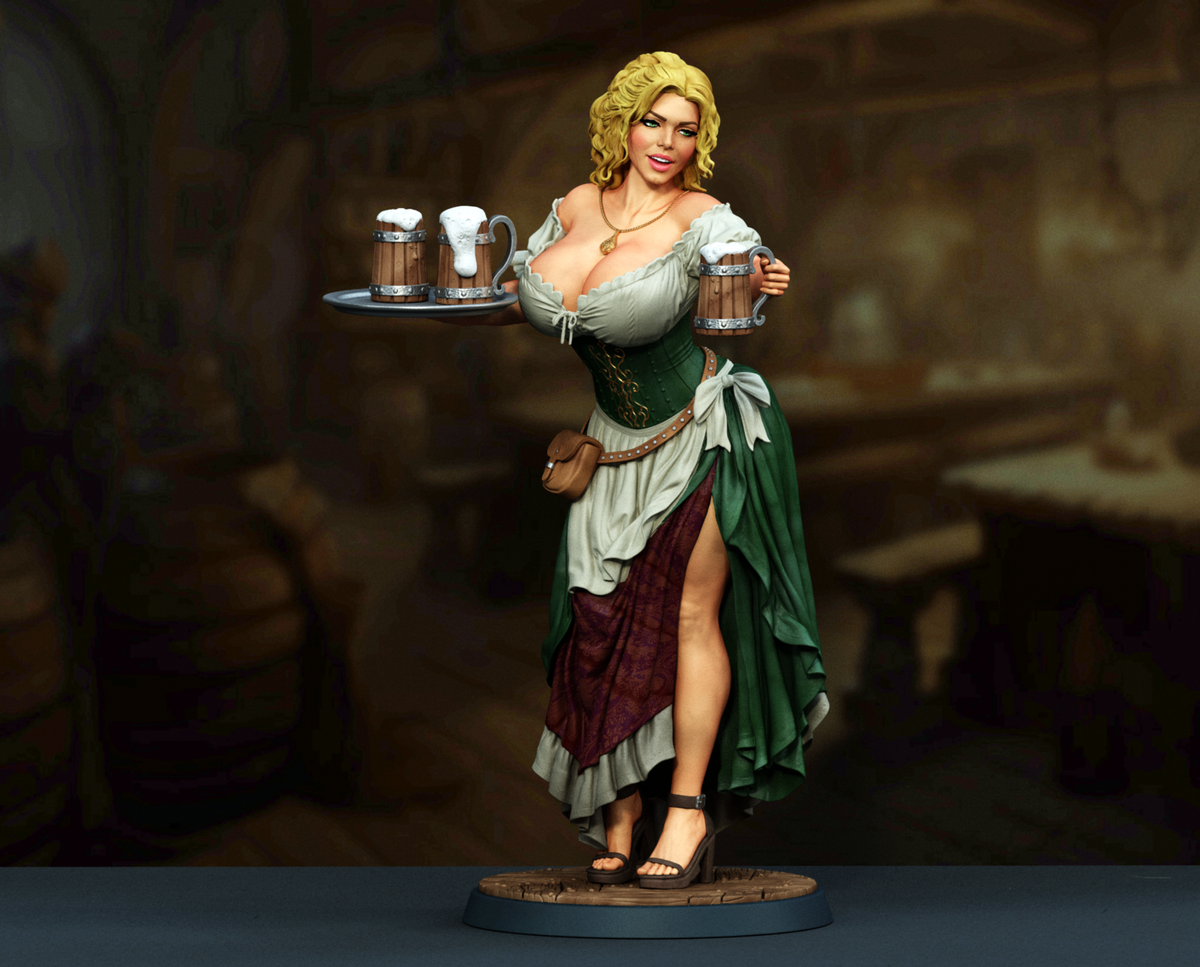Medieval Tavern Maid SFW/NSFW Sculpture (75mm to 500mm) - Unassembled/Unpainted/3D Print