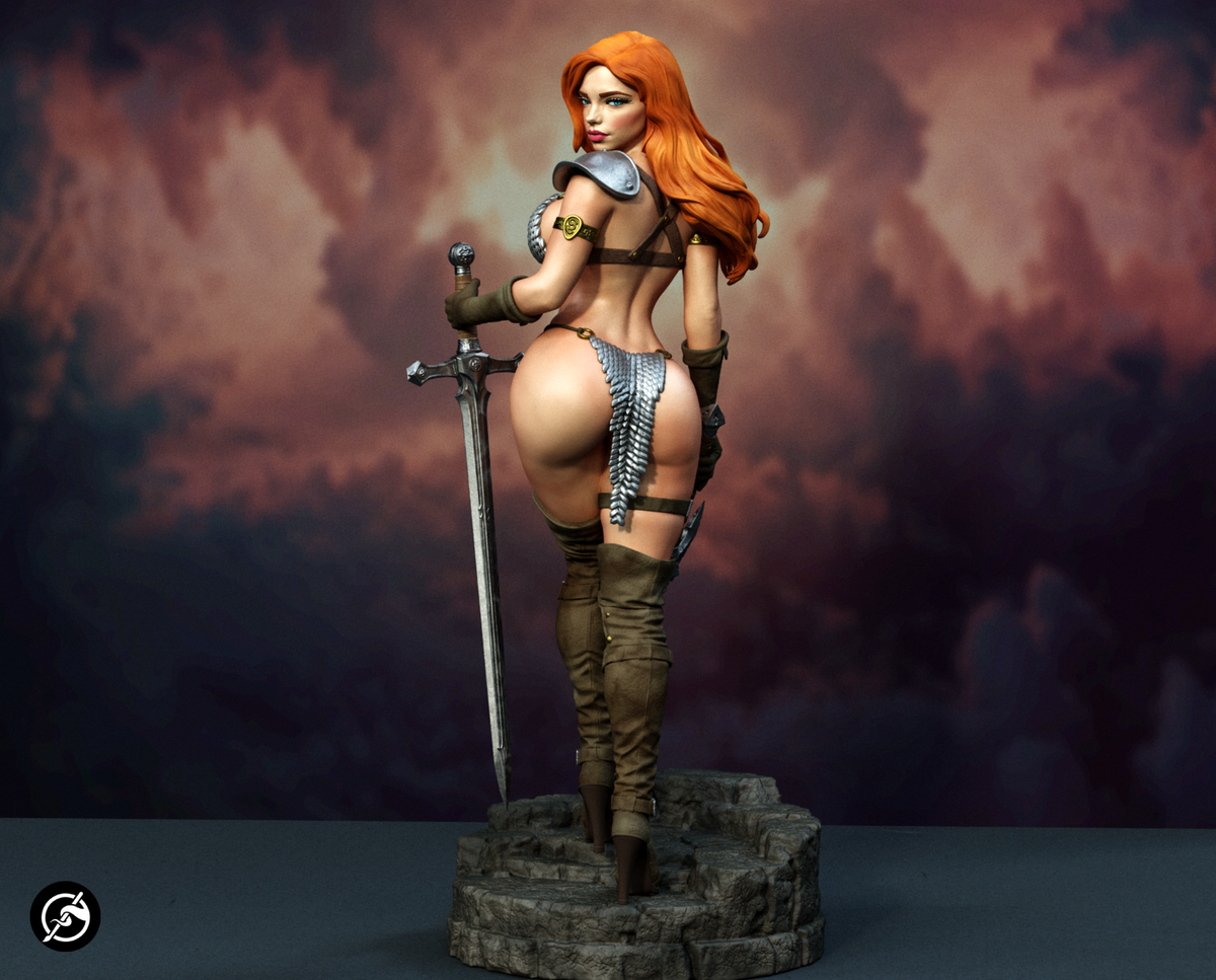 Red Sonja SFW/NSFW Sculpture (75mm to 500mm) - Unassembled/Unpainted/3D Print