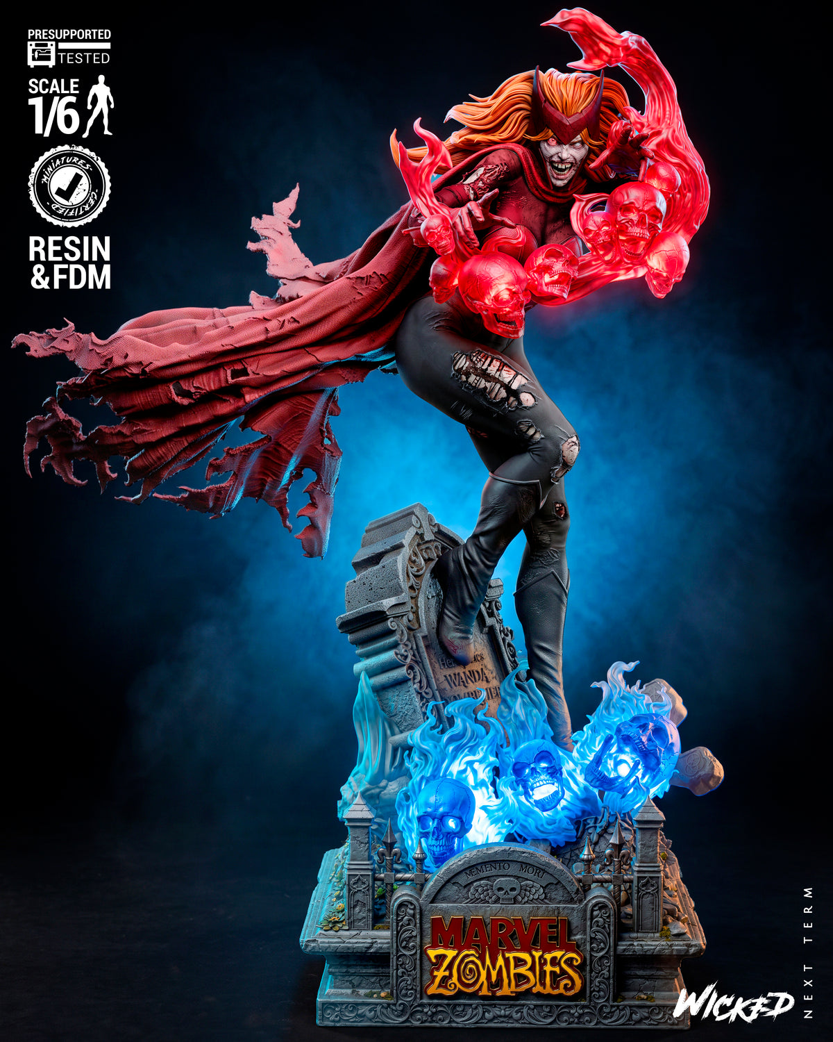 Zombie Scarlet Witch Sculpture (75mm to 500mm) - Unassembled/Unpainted/3D Print