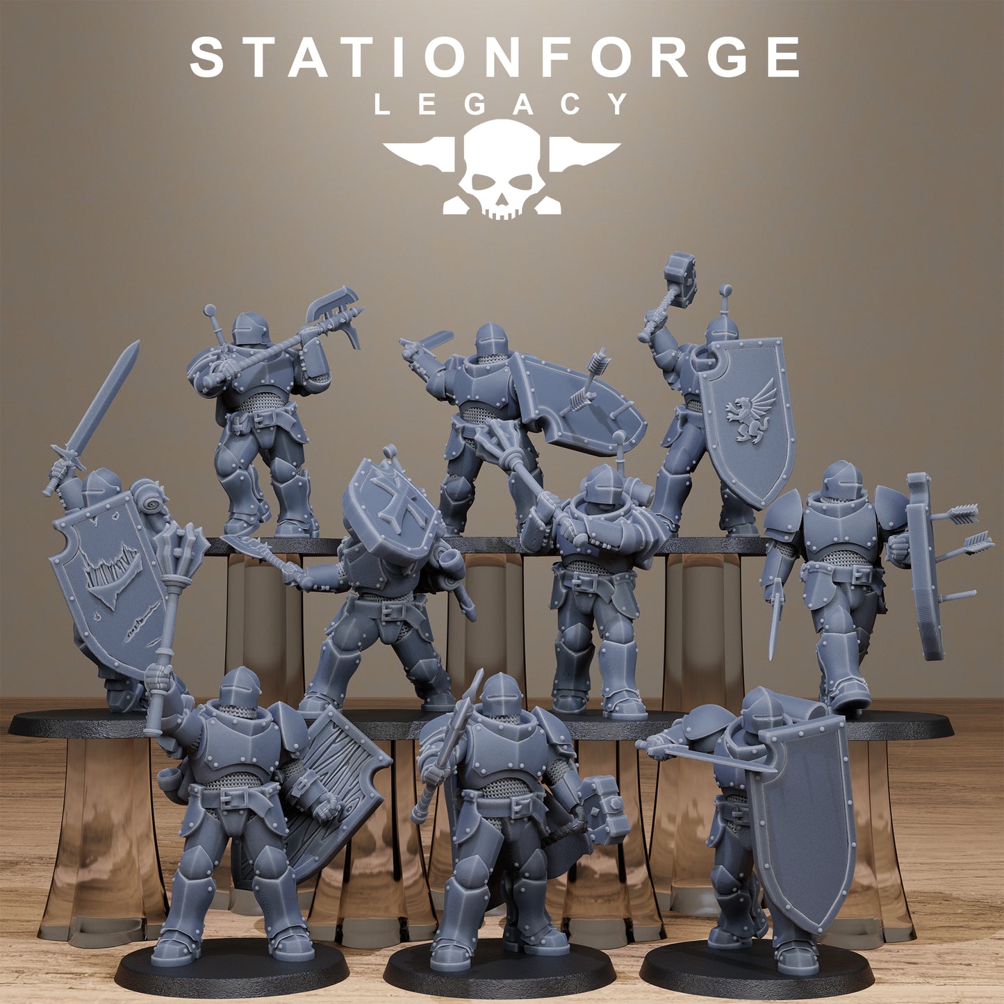 Solaris Infantry-Dungeons and Dragons-Compatible with Warhammer - by Station Forge - Tabletop RPG Miniature - Roleplaying 3D Printed Fantasy Mini