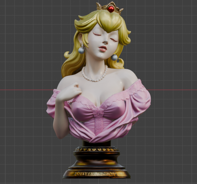Buste de la Princesse Peach (75 mm à 500 mm) - Non assemblé/Non peint/Impression 3D