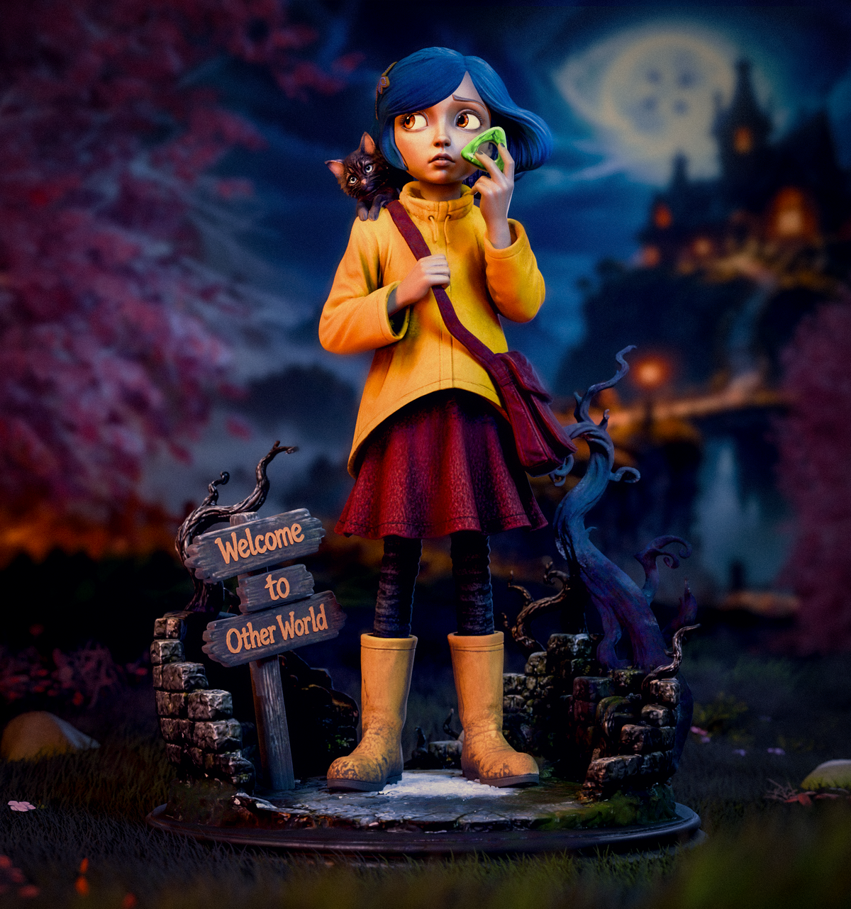 Coraline Sculpture (75mm to 500mm) - Unassembled/Unpainted/3D Print