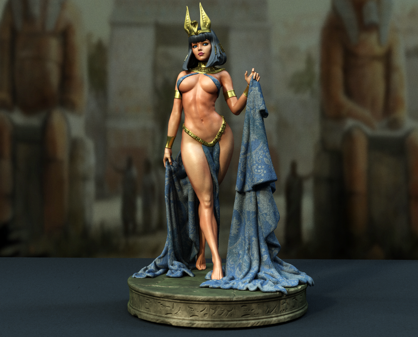 Cleopatra SFW/NSFW Sculpture (75mm to 500mm) - Unassembled/Unpainted/3D Print