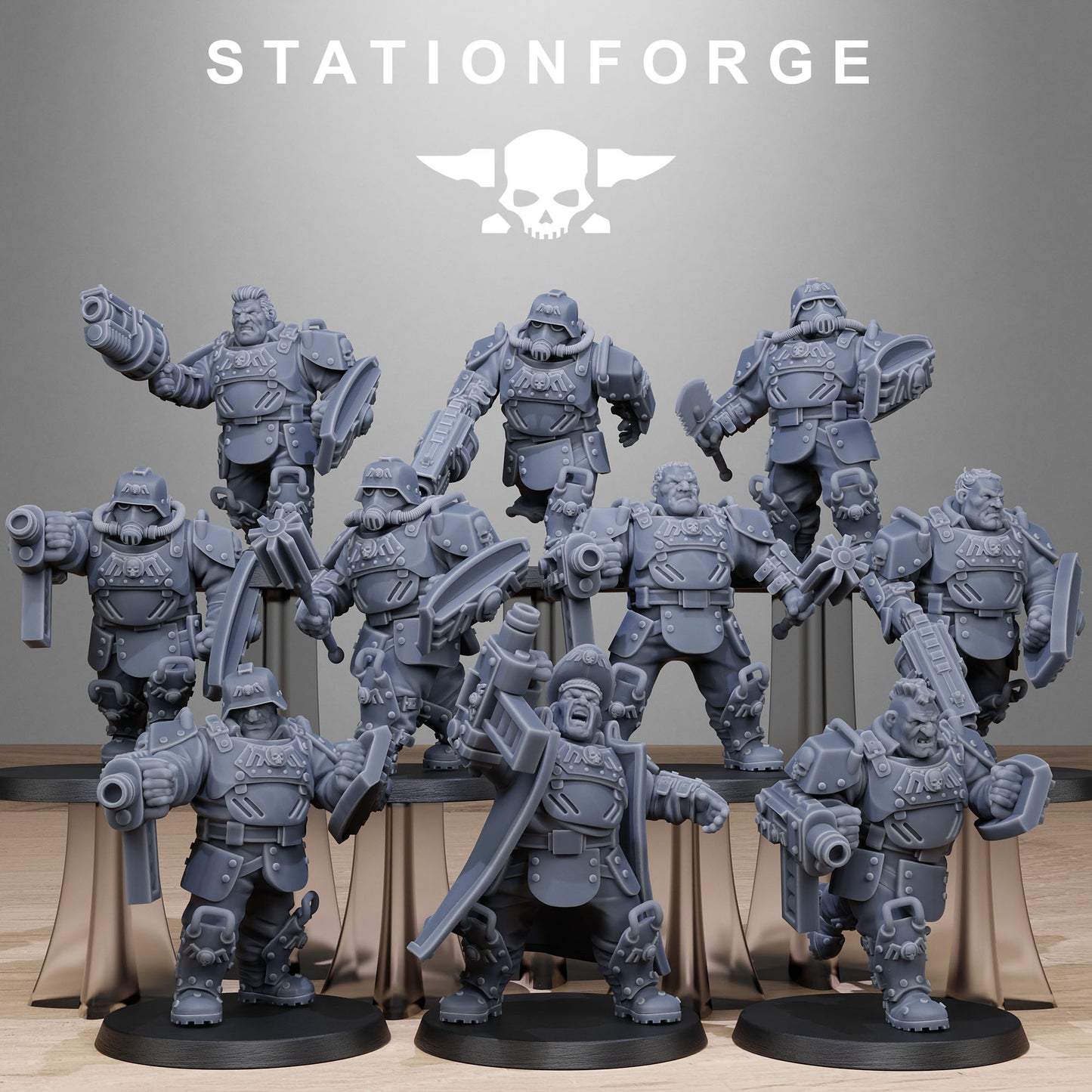 GrimGuard Armored Mutants (x10) - TTRPG - Wargaming - Sci-Fi - Grimdark