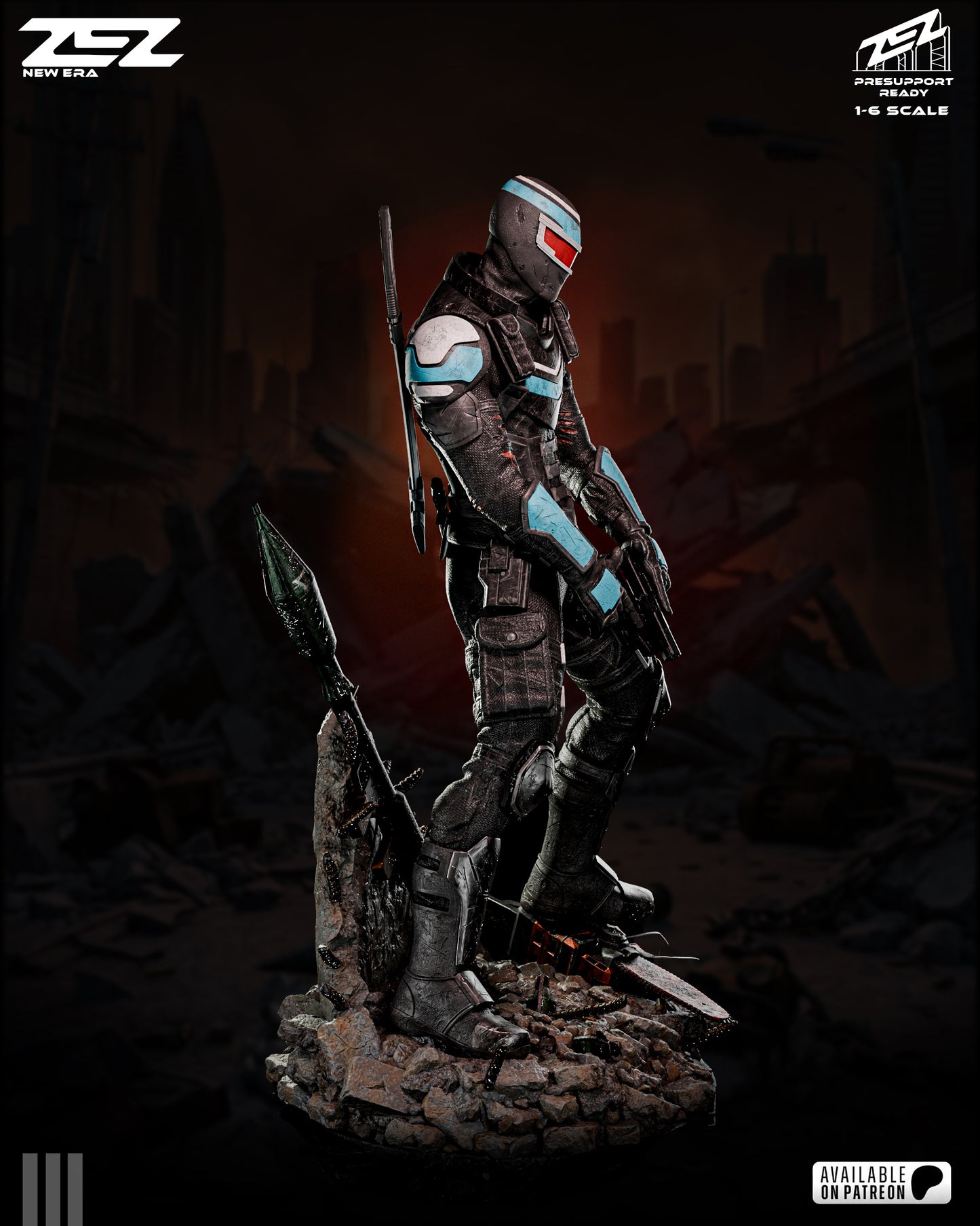 Vigilante Sculpture (75mm to 500mm) - Unassembled/Unpainted/3D Print