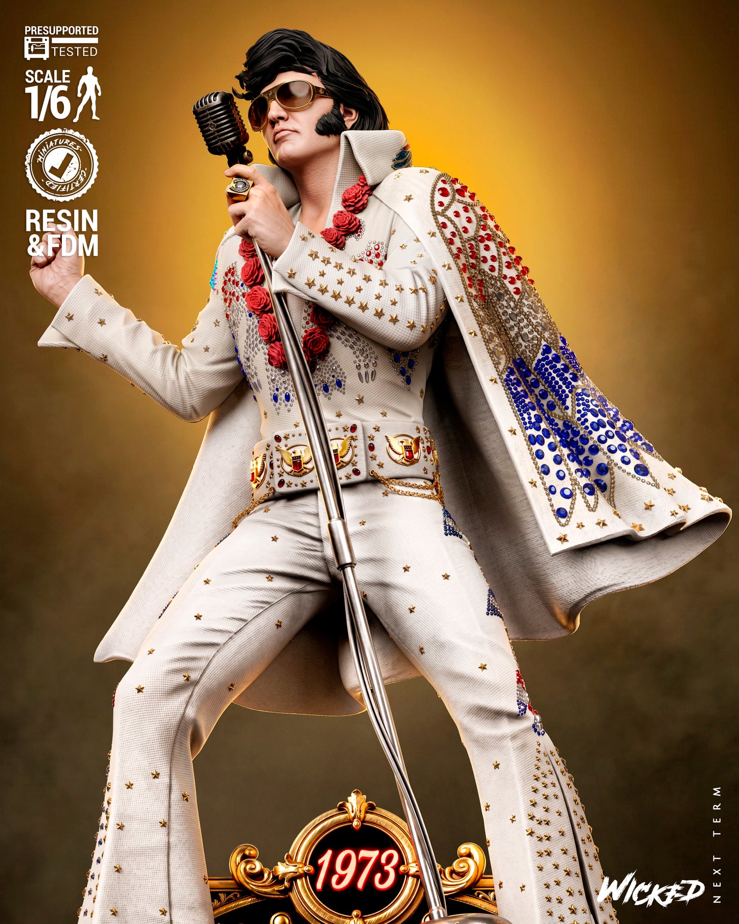 Elvis Presley Aloha from Hawaii Sculpture (75mm to 500mm) - Unassembled/Unpainted/3D Print