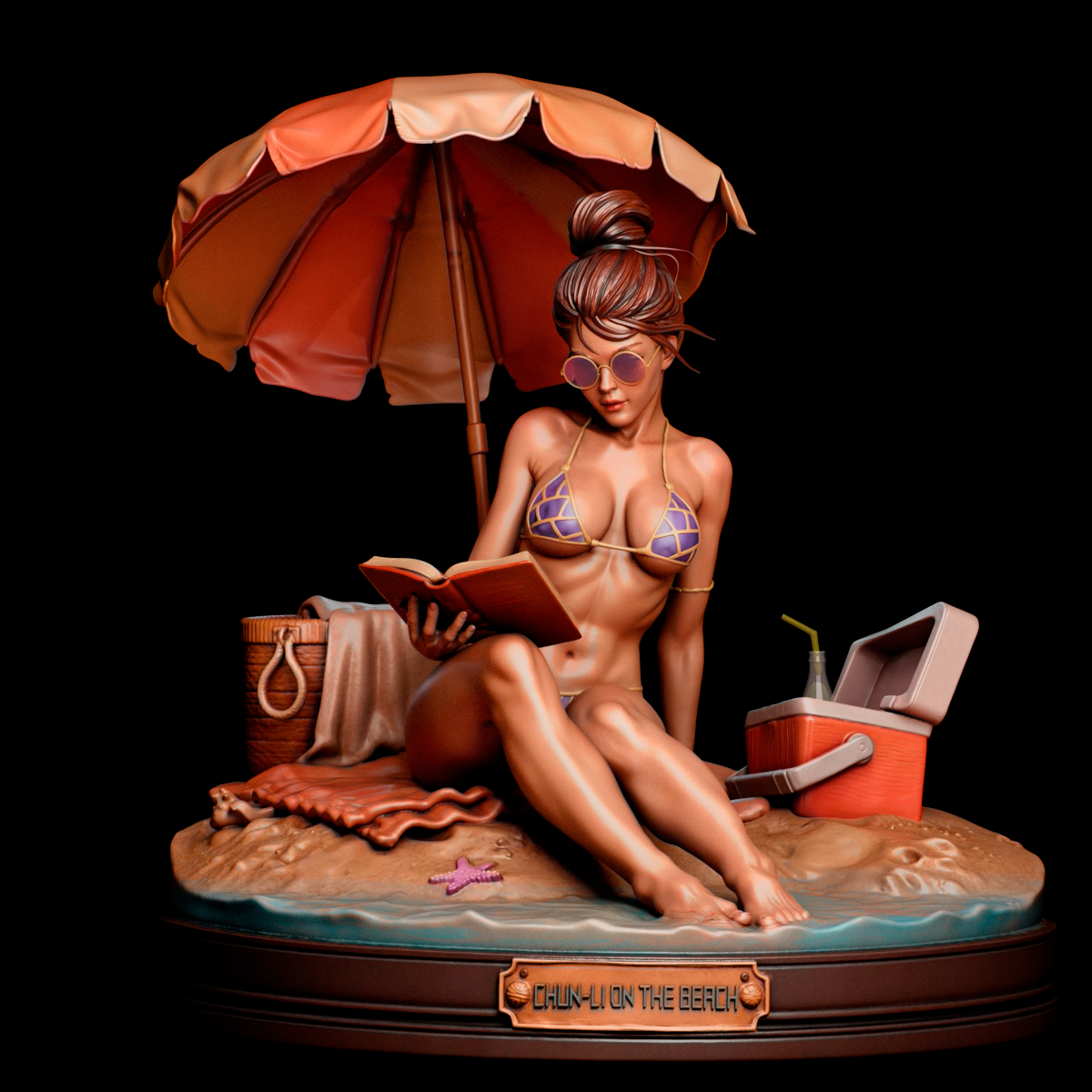 Chun-Li on the Beach Sculpture (75mm to 500mm) - Unassembled/Unpainted/3D Print