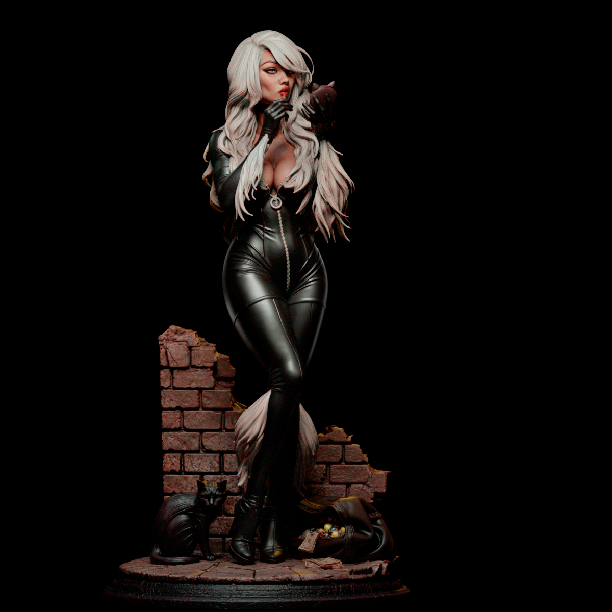 Black Cat Sculpture (75mm to 500mm) - Unassembled/Unpainted/3D Print