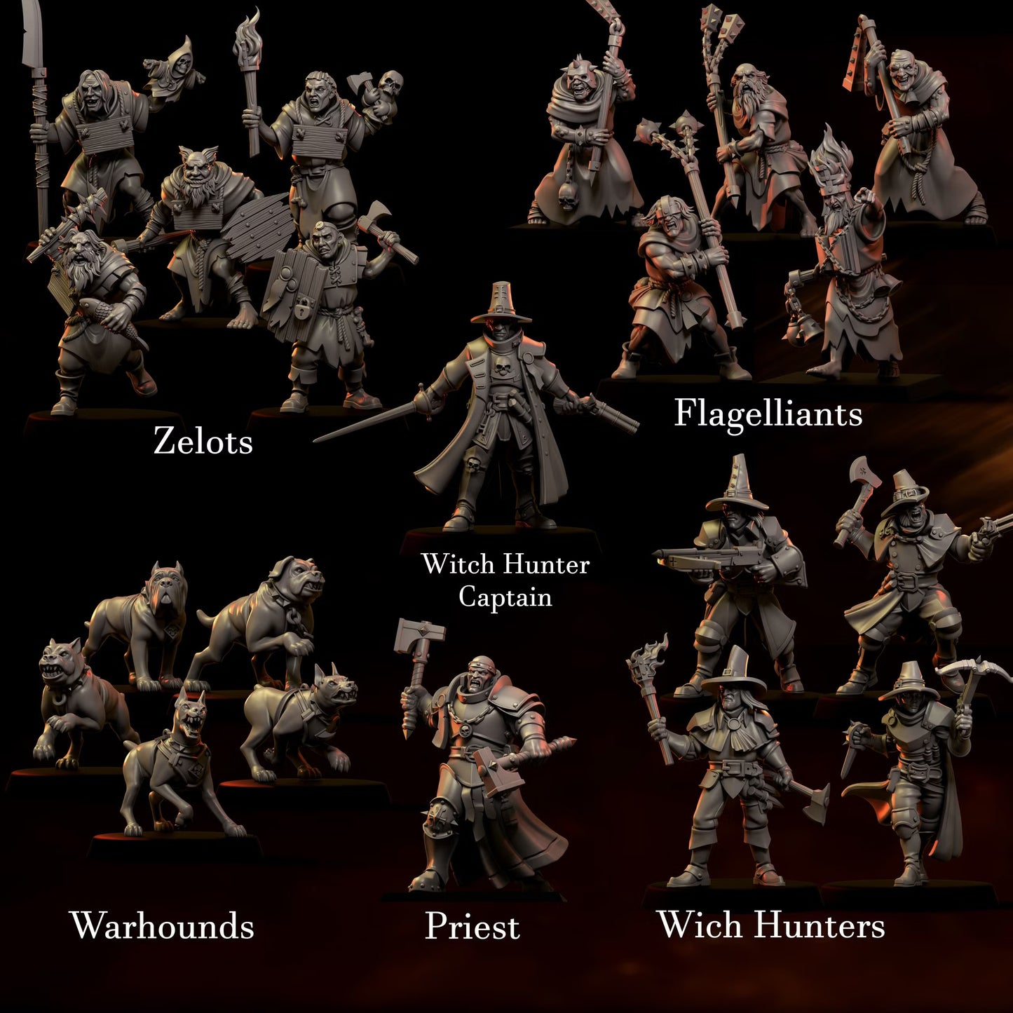 Witch Hunters Warband (x21) - TTRPG - Wargaming - Mordheim - Dungeons and Dragons