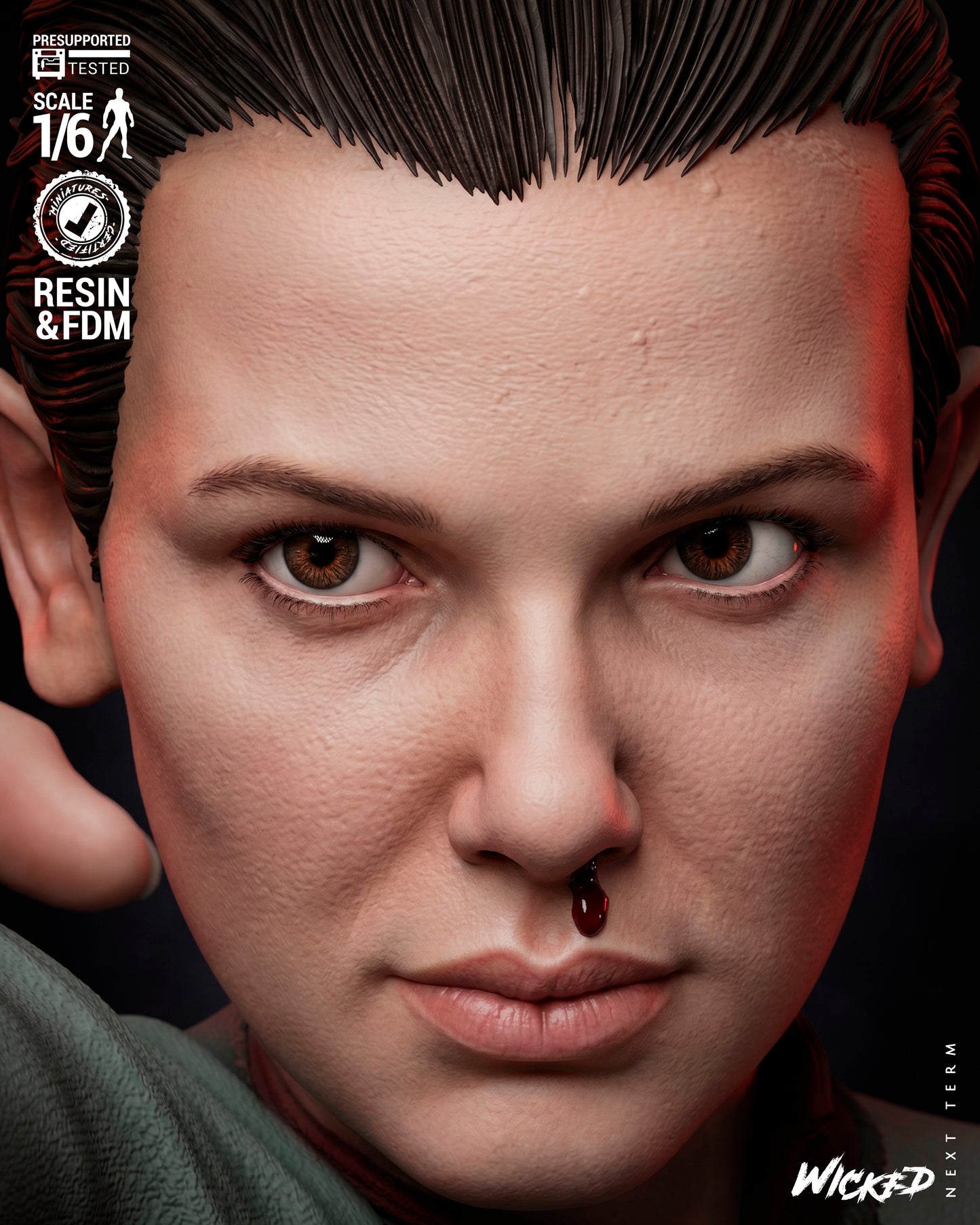 Eleven Sculpture (75mm to 500mm) Stranger Things - Unassembled/Unpainted/3D Print