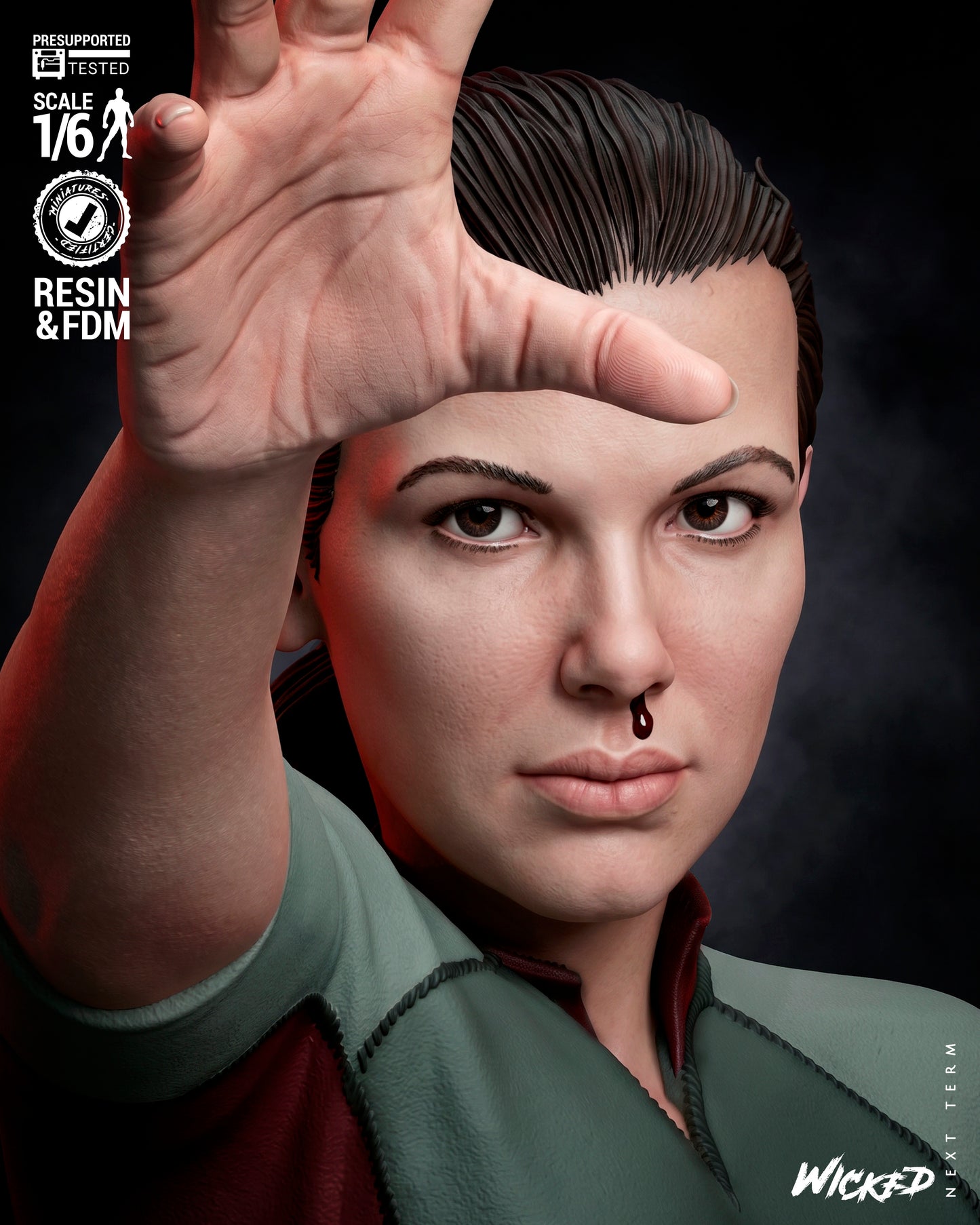 Eleven Sculpture (75mm to 500mm) Stranger Things - Unassembled/Unpainted/3D Print