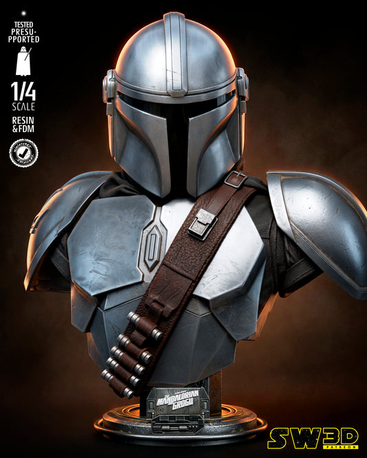 Mandalorian Portrait Bust (75mm to 500mm) - Unassembled/Unpainted/3D Print