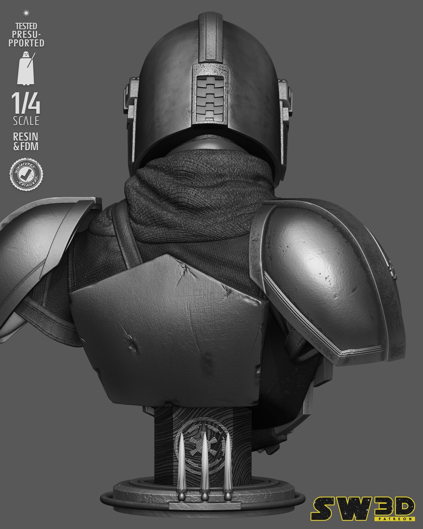 Mandalorian Portrait Bust (75mm to 500mm) - Unassembled/Unpainted/3D Print