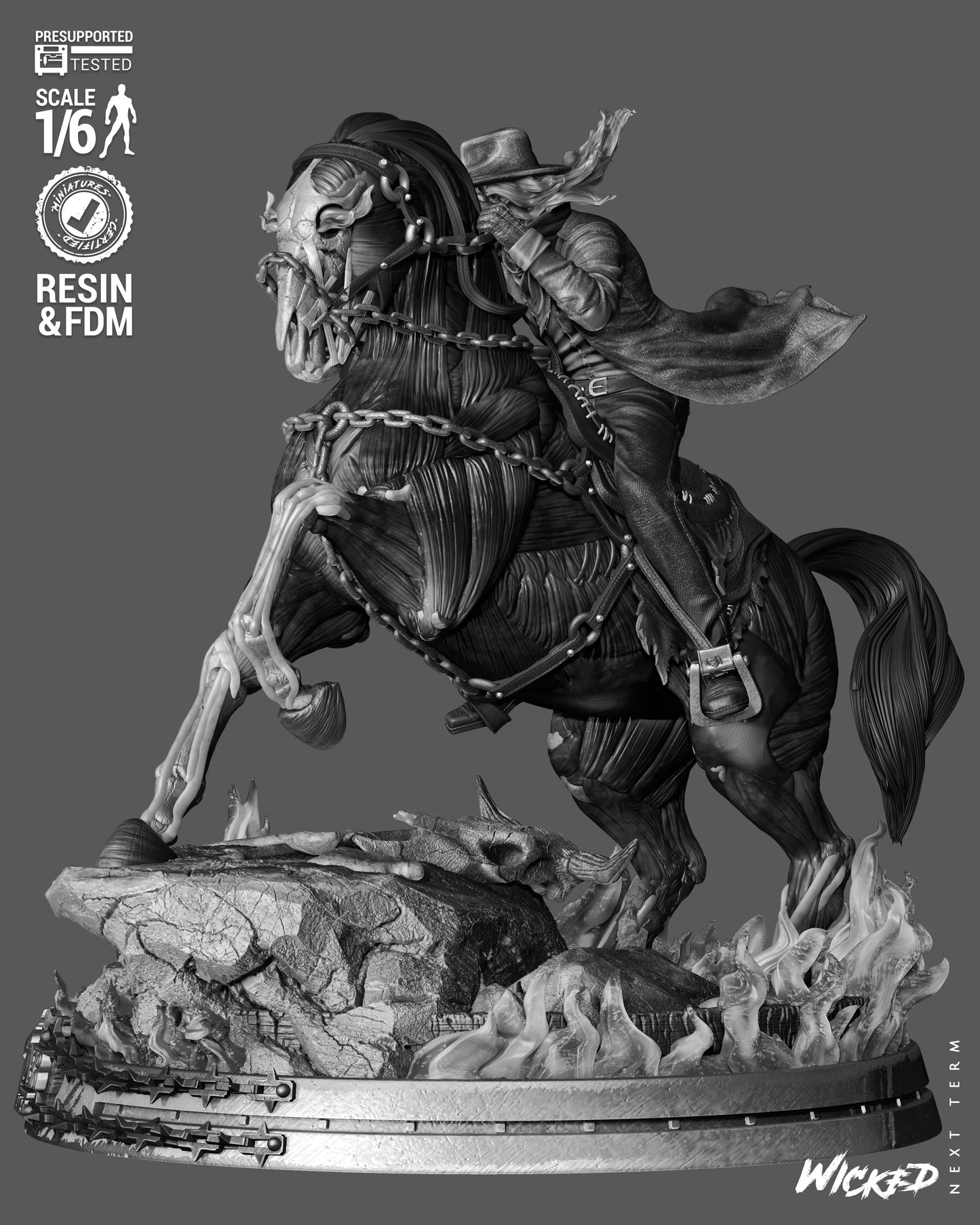 Ghost Rider: Trail of Tears Wild Vaquero Sculpture (75mm to 500mm) - Unassembled/Unpainted/3D Print