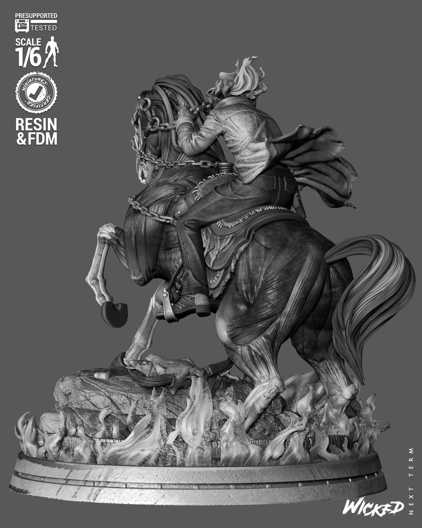 Ghost Rider: Trail of Tears Wild Vaquero Sculpture (75mm to 500mm) - Unassembled/Unpainted/3D Print