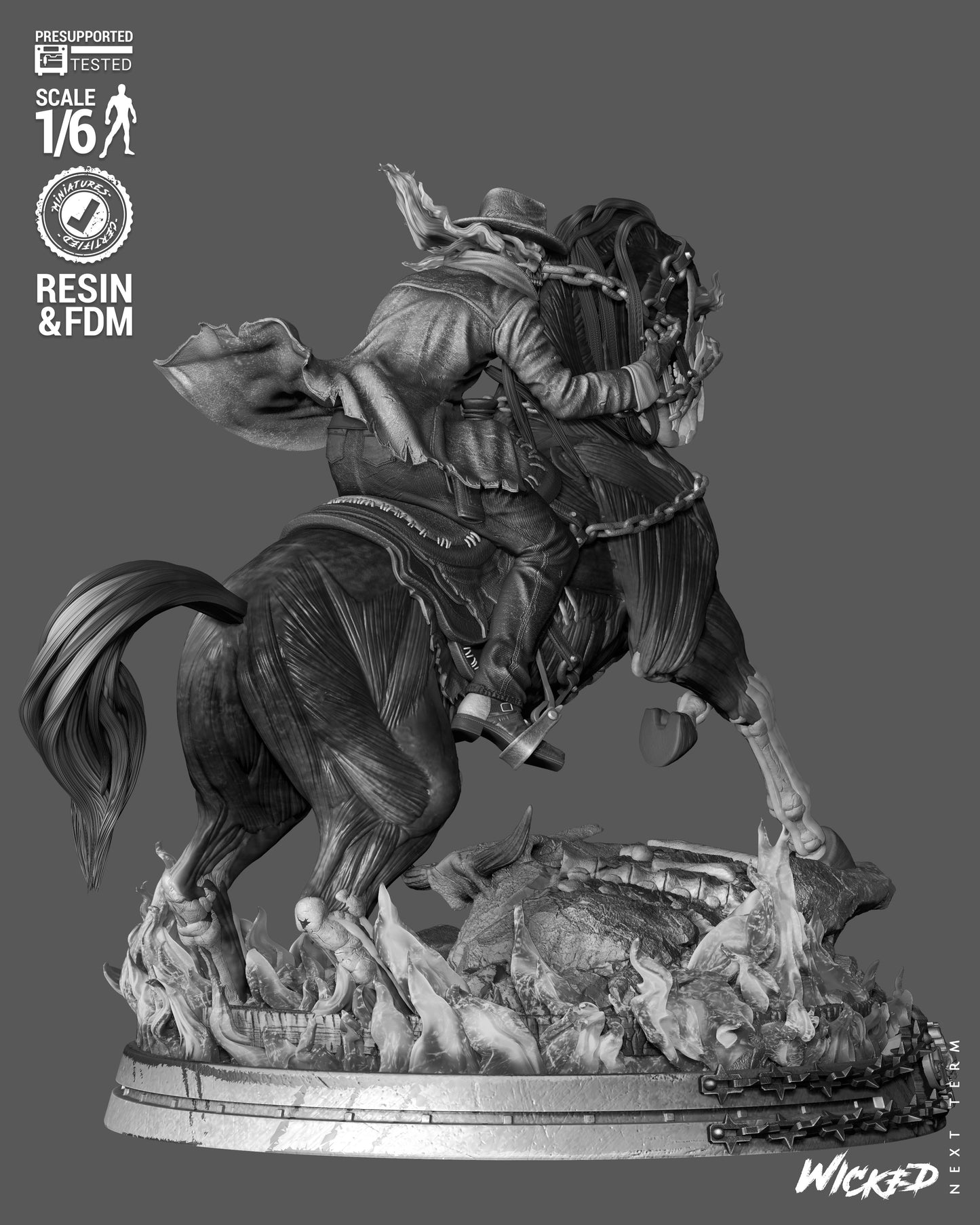Ghost Rider: Trail of Tears Wild Vaquero Sculpture (75mm to 500mm) - Unassembled/Unpainted/3D Print