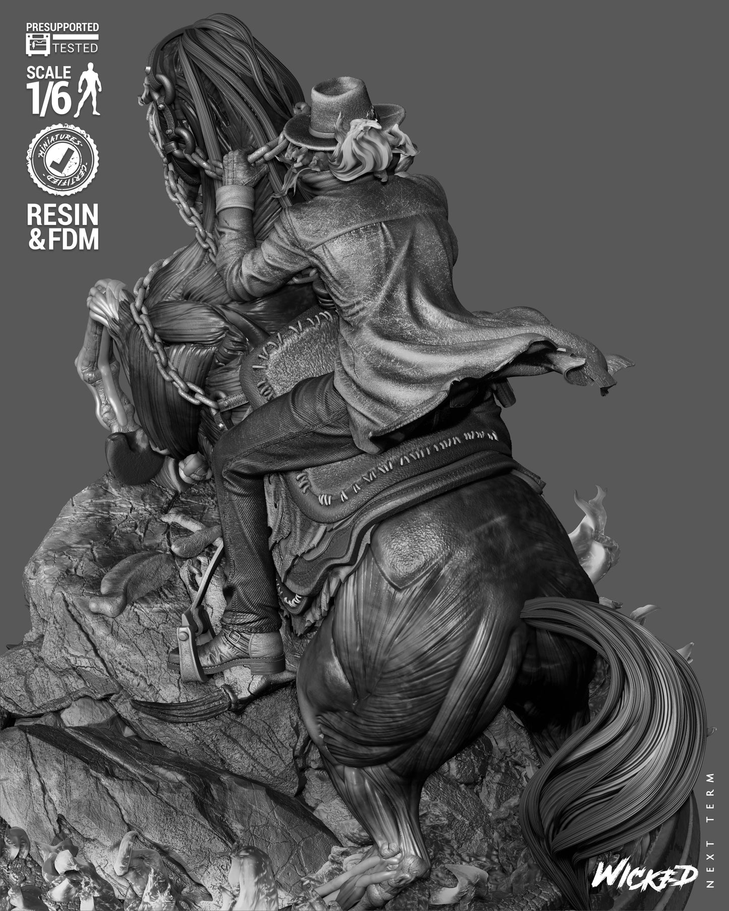 Ghost Rider: Trail of Tears Wild Vaquero Sculpture (75mm to 500mm) - Unassembled/Unpainted/3D Print