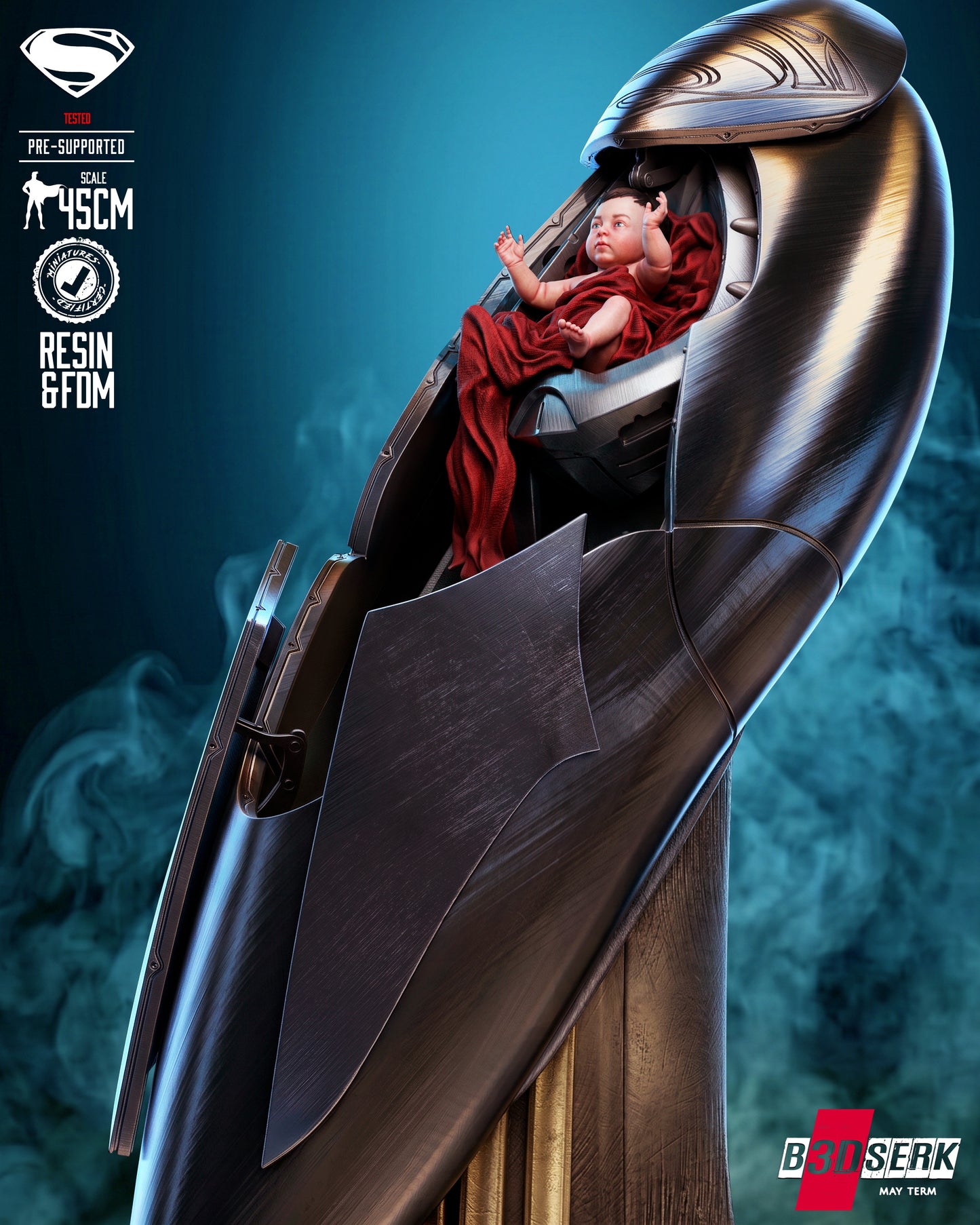 Jor-El Ship Sculpture (75mm to 500mm) - Unassembled/Unpainted/3D Print