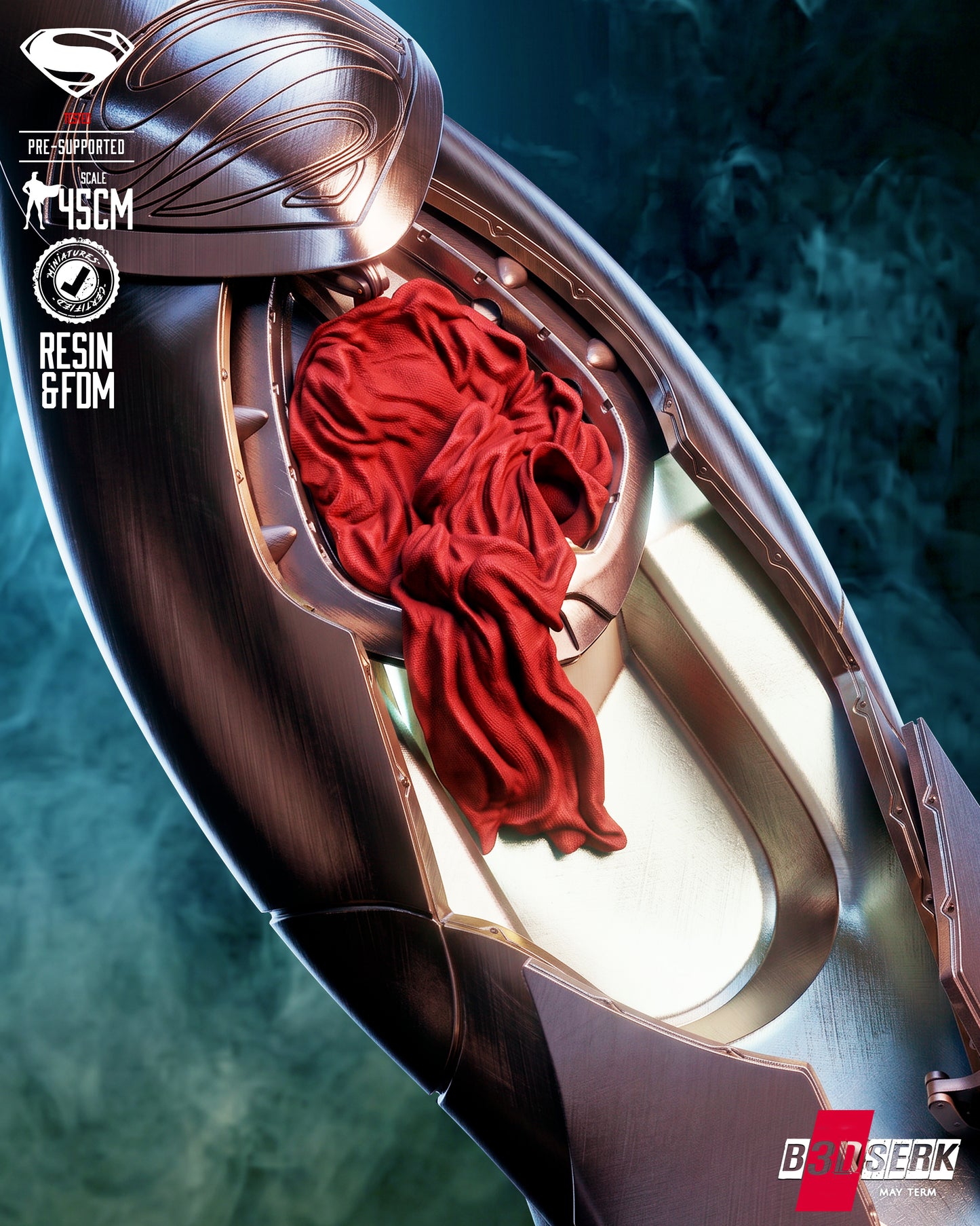 Jor-El Ship Sculpture (75mm to 500mm) - Unassembled/Unpainted/3D Print