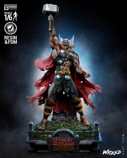 Zombie Thor Sculpture (75mm to 500mm) - Unassembled/Unpainted/3D Print