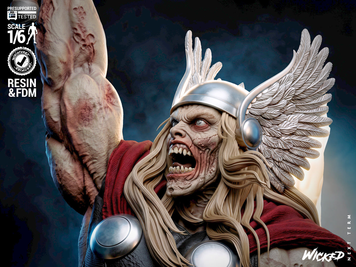 Zombie Thor Sculpture (75mm to 500mm) - Unassembled/Unpainted/3D Print
