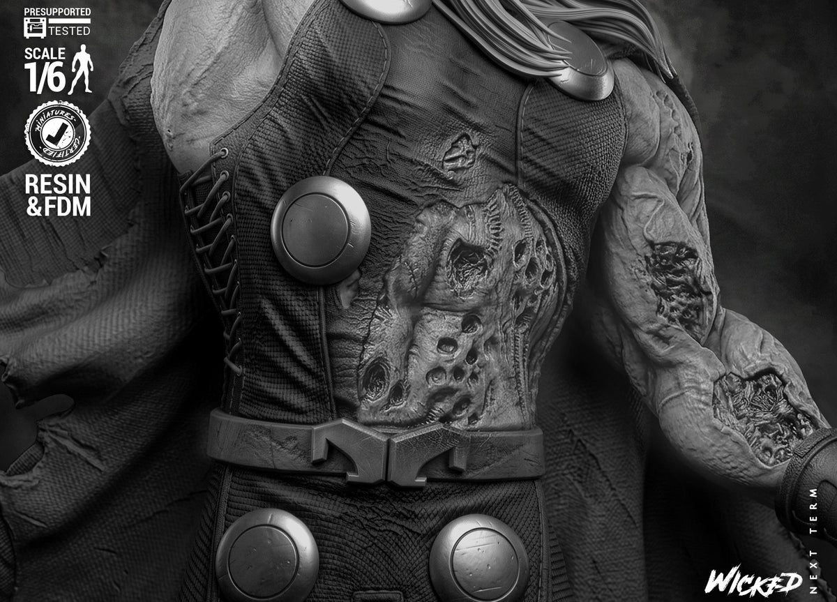 Zombie Thor Sculpture (75mm to 500mm) - Unassembled/Unpainted/3D Print