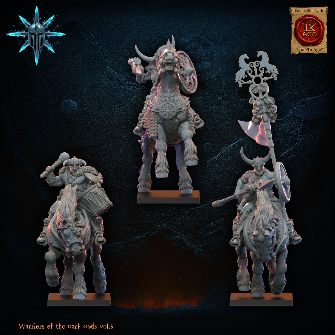 CG Barbarian Horsemen with axes/spears (x3) - TTRPG - Wargaming - Dungeons and Dragons