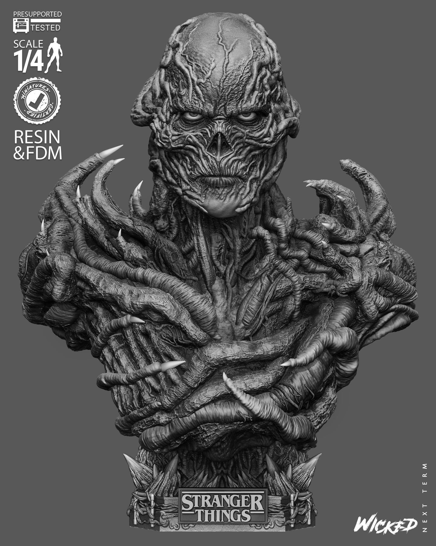 Vecna Bust (75mm to 300mm) Stranger Things - Unassembled/Unpainted/3D Print