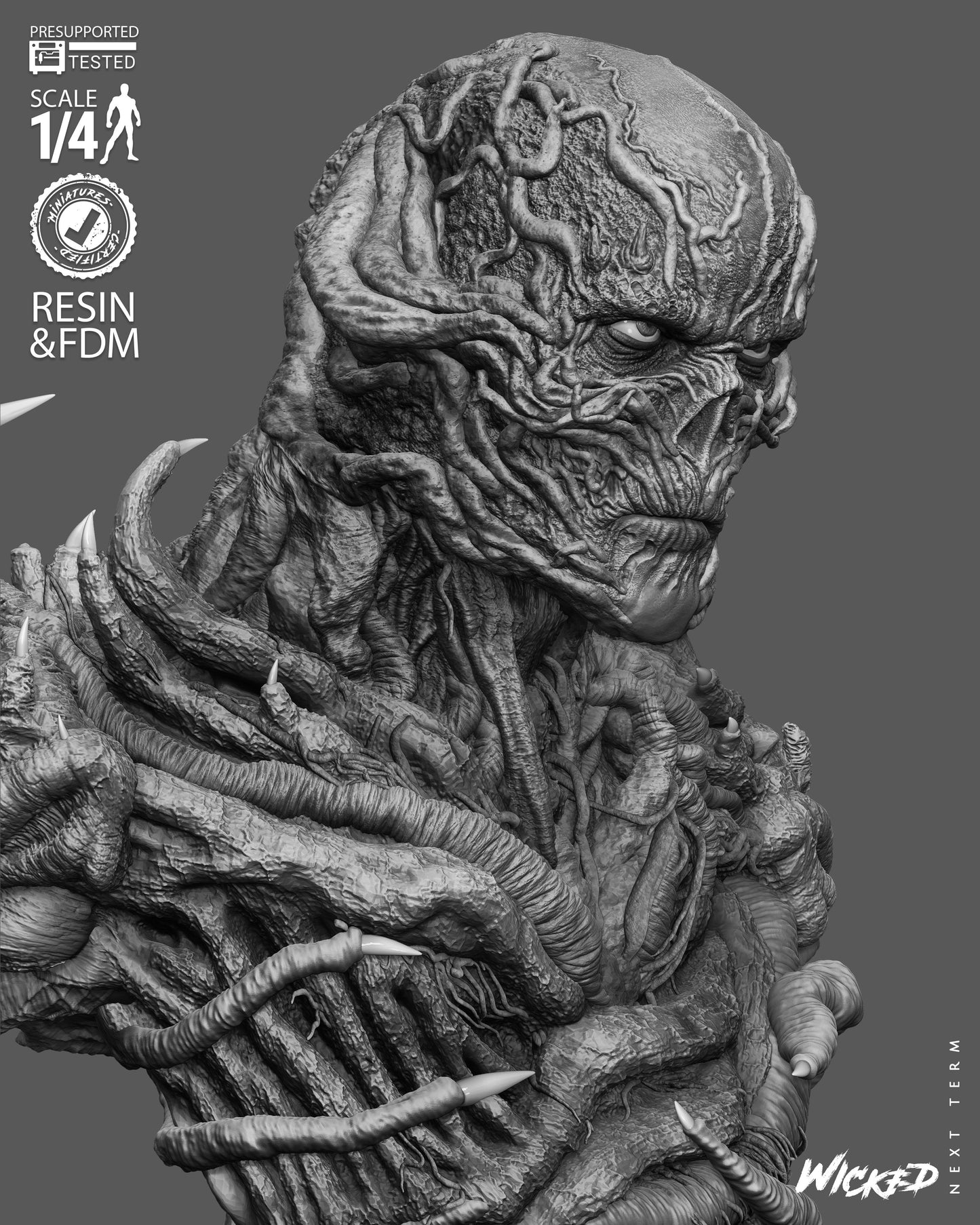Vecna Bust (75mm to 300mm) Stranger Things - Unassembled/Unpainted/3D Print
