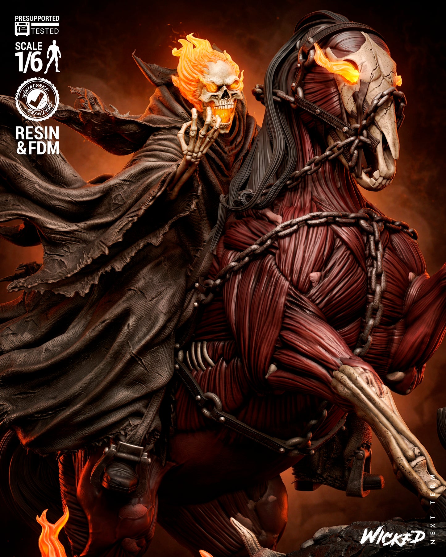 Ghost Rider: Trail of Tears Sculpture (75mm to 500mm) - Unassembled/Unpainted/3D Print