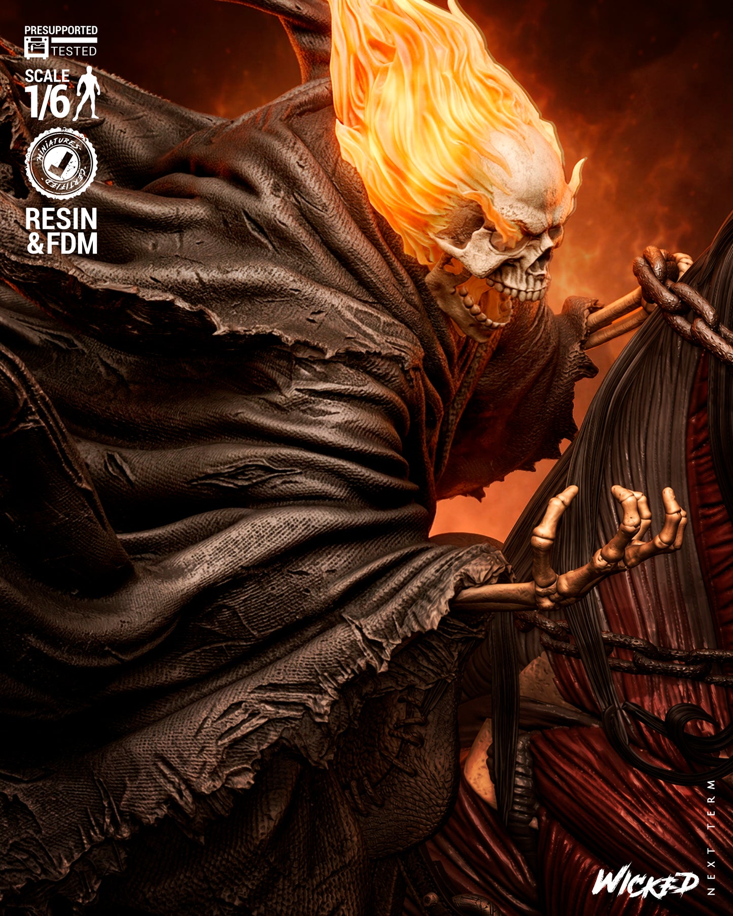 Ghost Rider: Trail of Tears Sculpture (75mm to 500mm) - Unassembled/Unpainted/3D Print