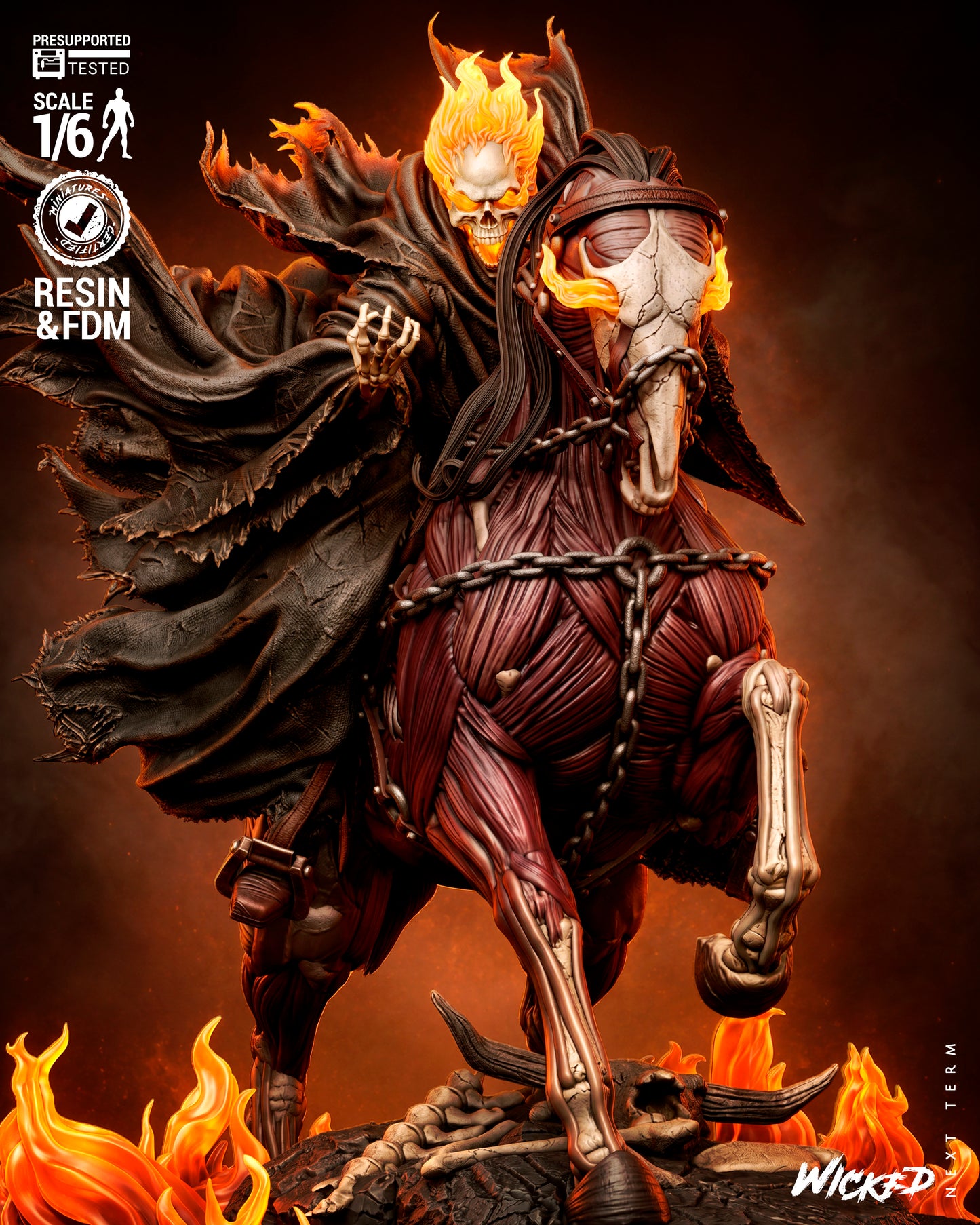 Ghost Rider: Trail of Tears Sculpture (75mm to 500mm) - Unassembled/Unpainted/3D Print
