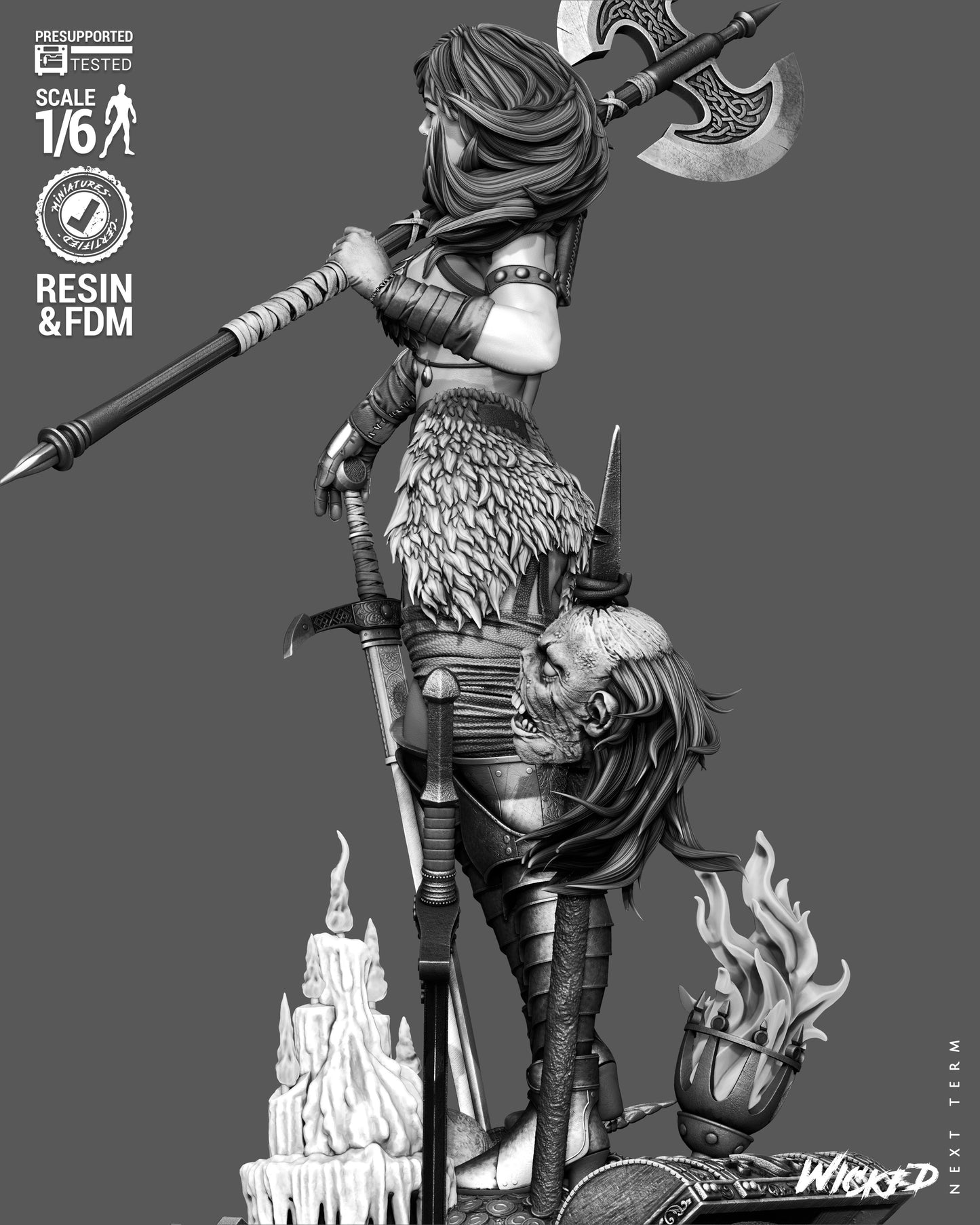 Red Sonja Sculpture (75mm to 500mm) - Unassembled/Unpainted/3D Print