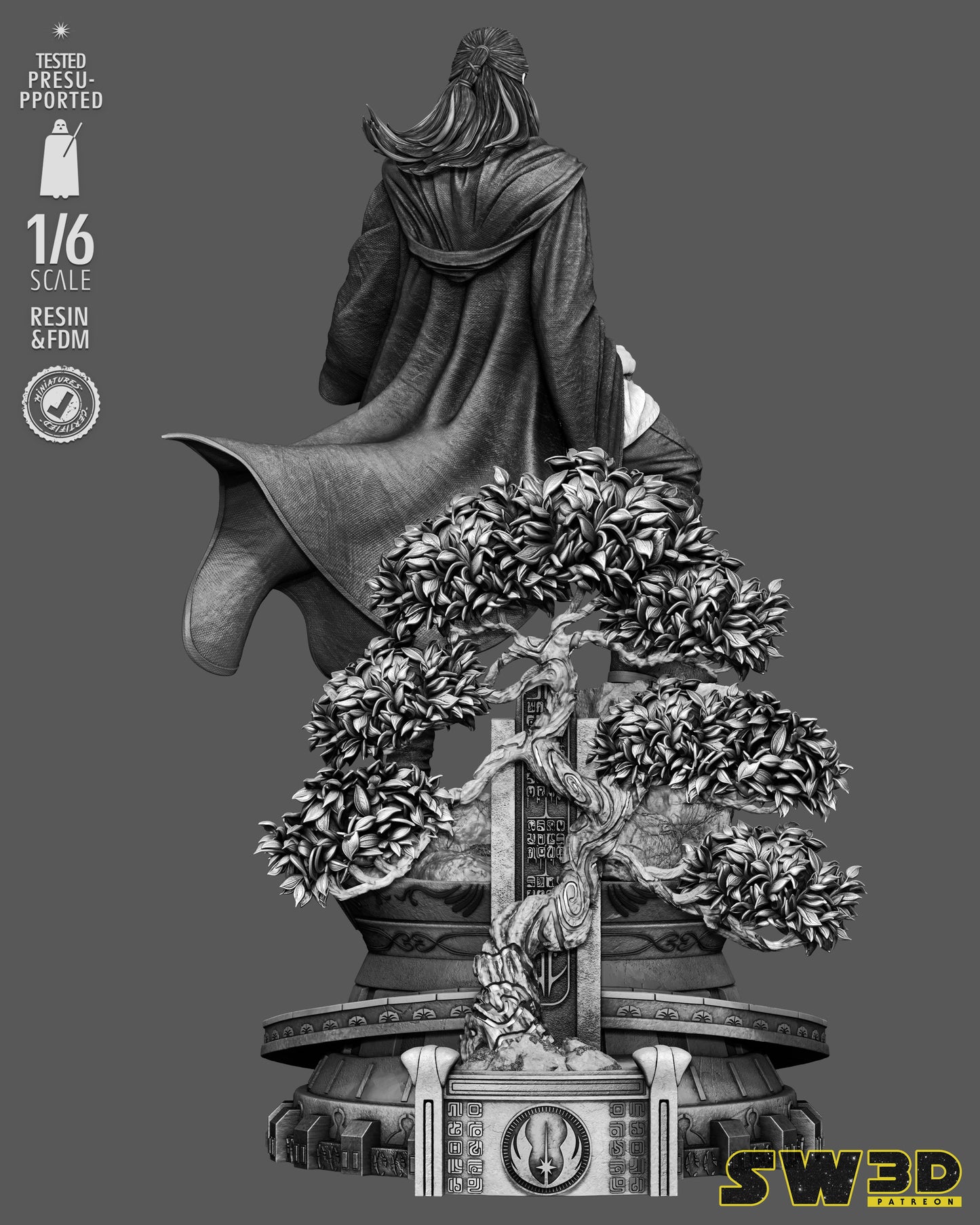 Qui-Gon Jinn Sculpture (75mm to 500mm) - Unassembled/Unpainted/3D Print