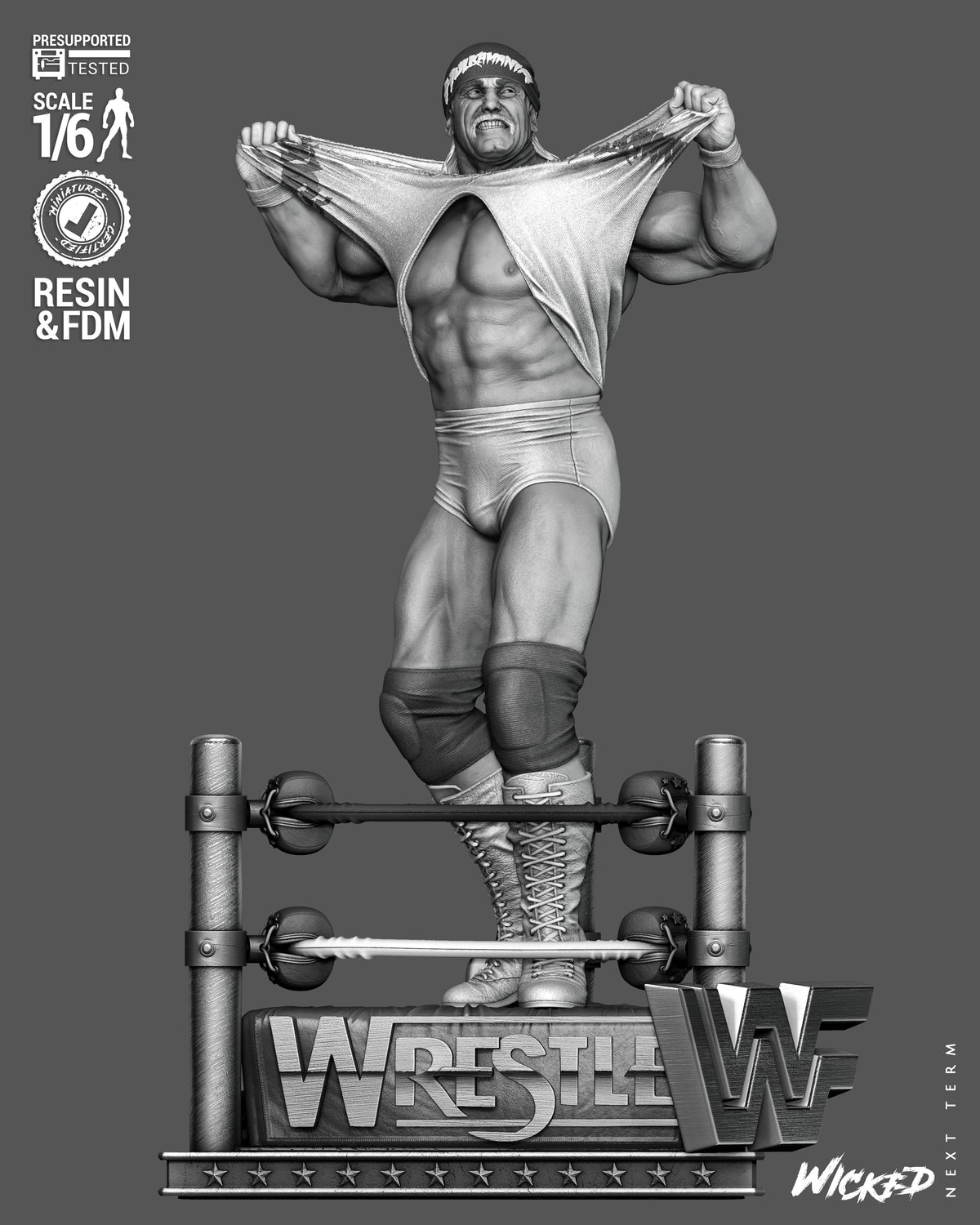 Hulk Hogan Sculpture (75mm to 500mm) - Unassembled/Unpainted/3D Print