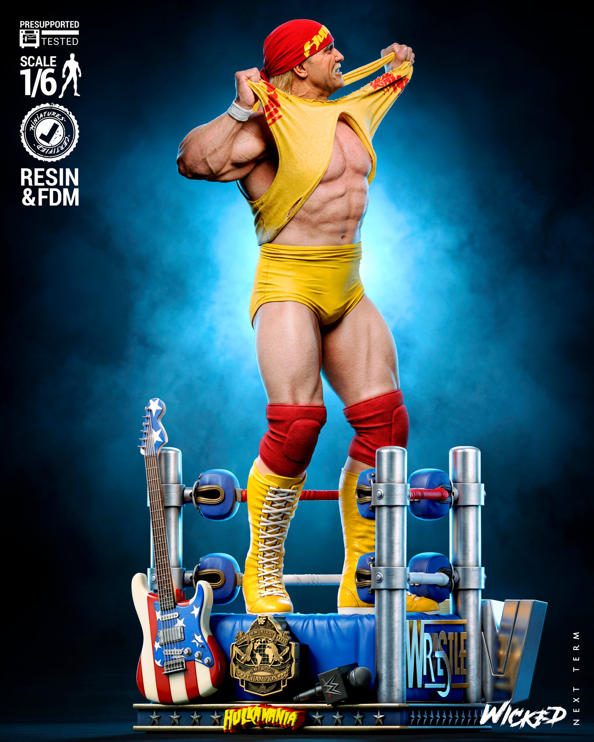 Hulk Hogan Sculpture (75mm to 500mm) - Unassembled/Unpainted/3D Print