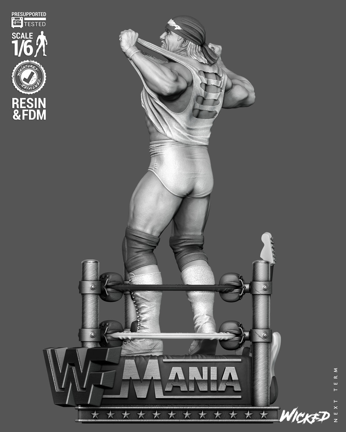 Hulk Hogan Sculpture (75mm to 500mm) - Unassembled/Unpainted/3D Print
