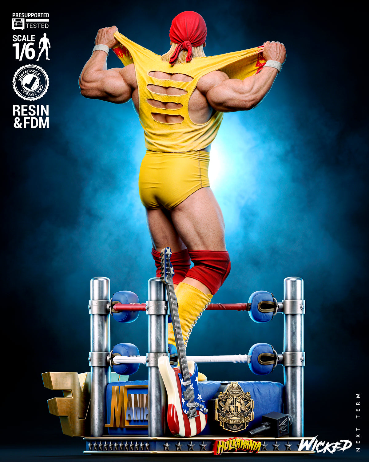 Hulk Hogan Sculpture (75mm to 500mm) - Unassembled/Unpainted/3D Print