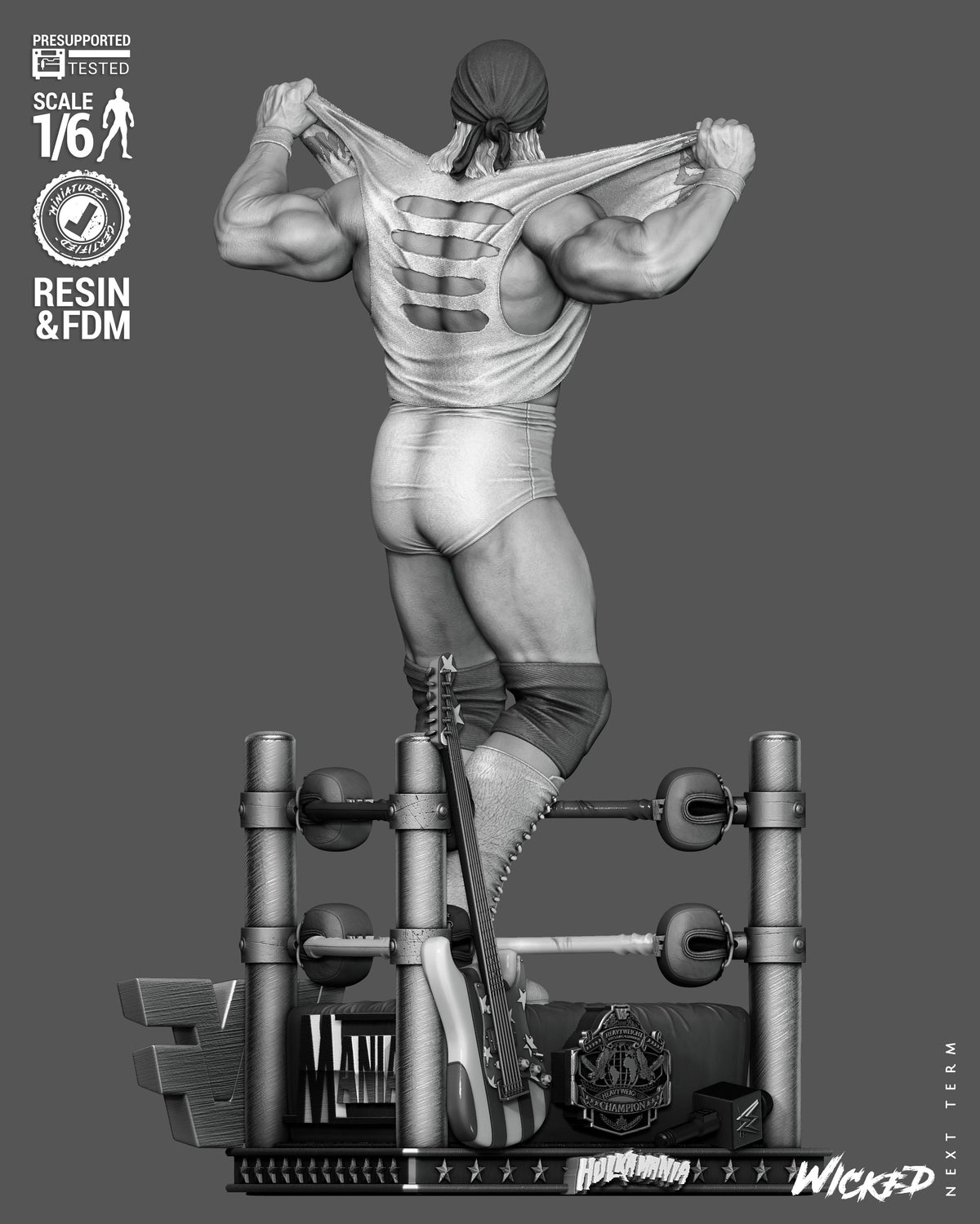 Hulk Hogan Sculpture (75mm to 500mm) - Unassembled/Unpainted/3D Print