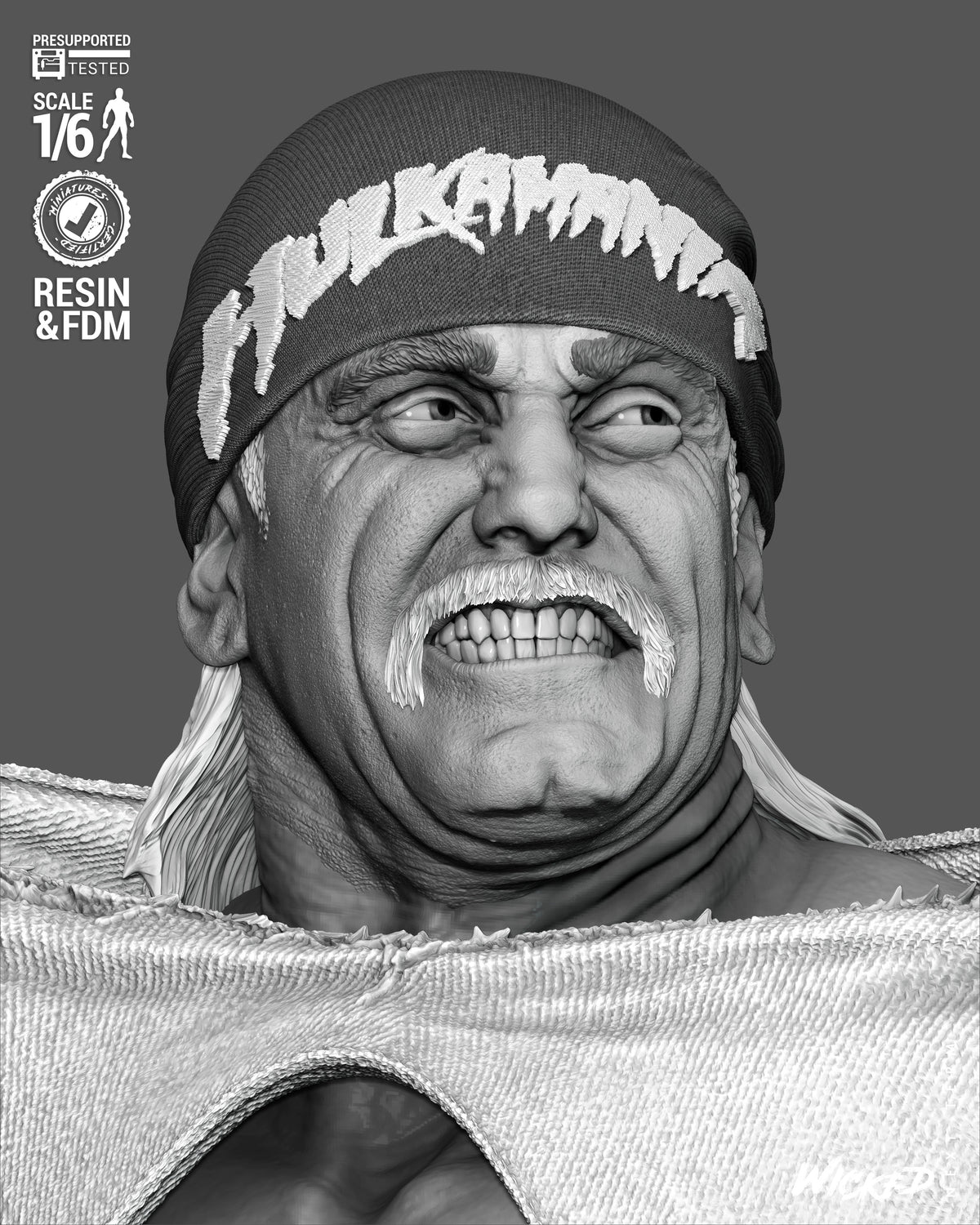 Hulk Hogan Sculpture (75mm to 500mm) - Unassembled/Unpainted/3D Print