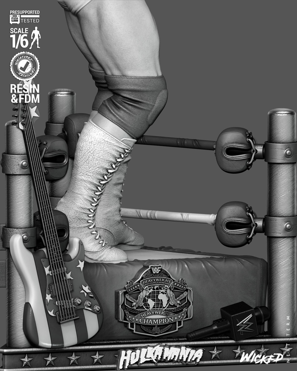 Hulk Hogan Sculpture (75mm to 500mm) - Unassembled/Unpainted/3D Print