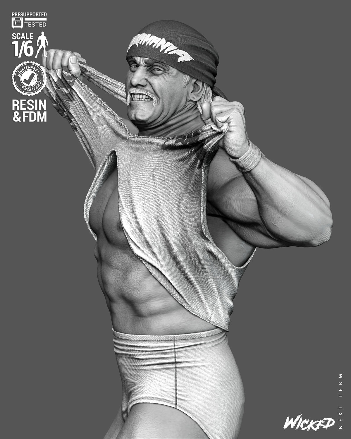 Hulk Hogan Sculpture (75mm to 500mm) - Unassembled/Unpainted/3D Print