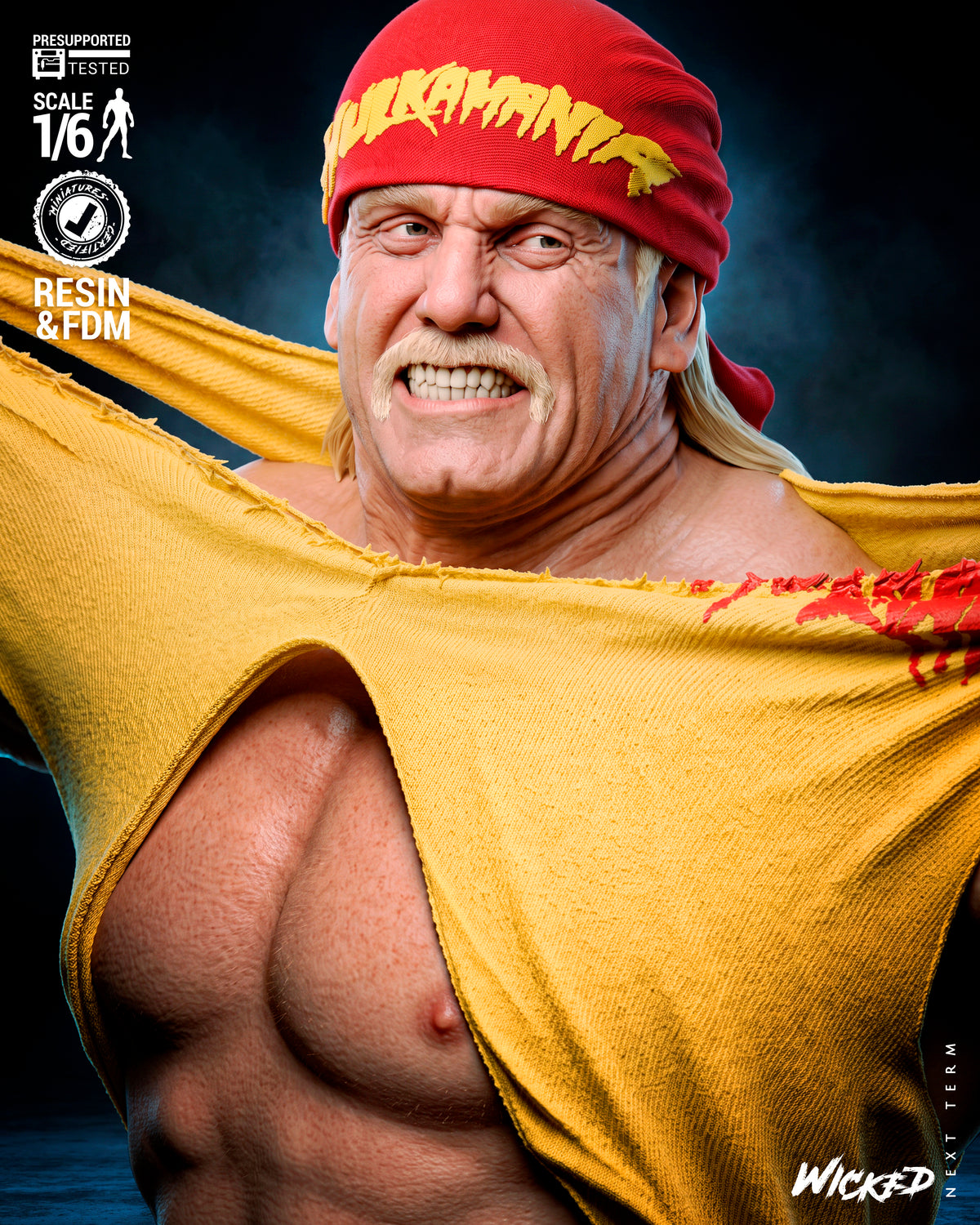 Hulk Hogan Sculpture (75mm to 500mm) - Unassembled/Unpainted/3D Print
