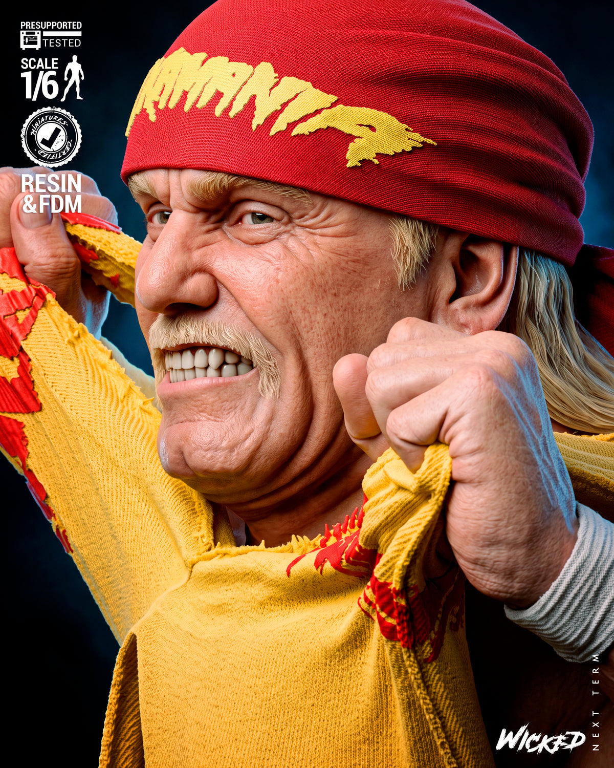 Hulk Hogan Sculpture (75mm to 500mm) - Unassembled/Unpainted/3D Print