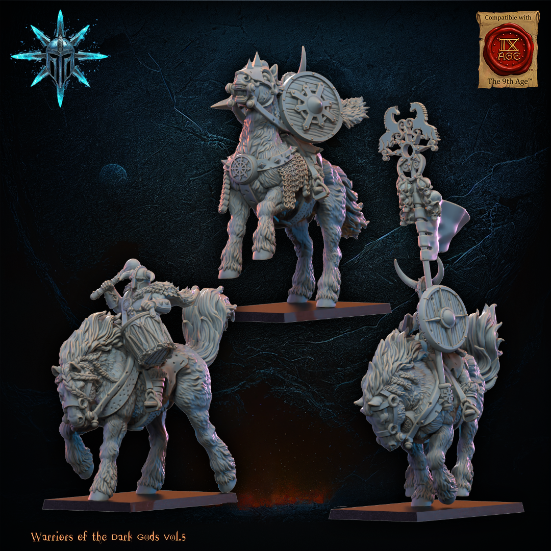 CG Barbarian Horsemen with axes/spears (x3) - TTRPG - Wargaming - Dungeons and Dragons