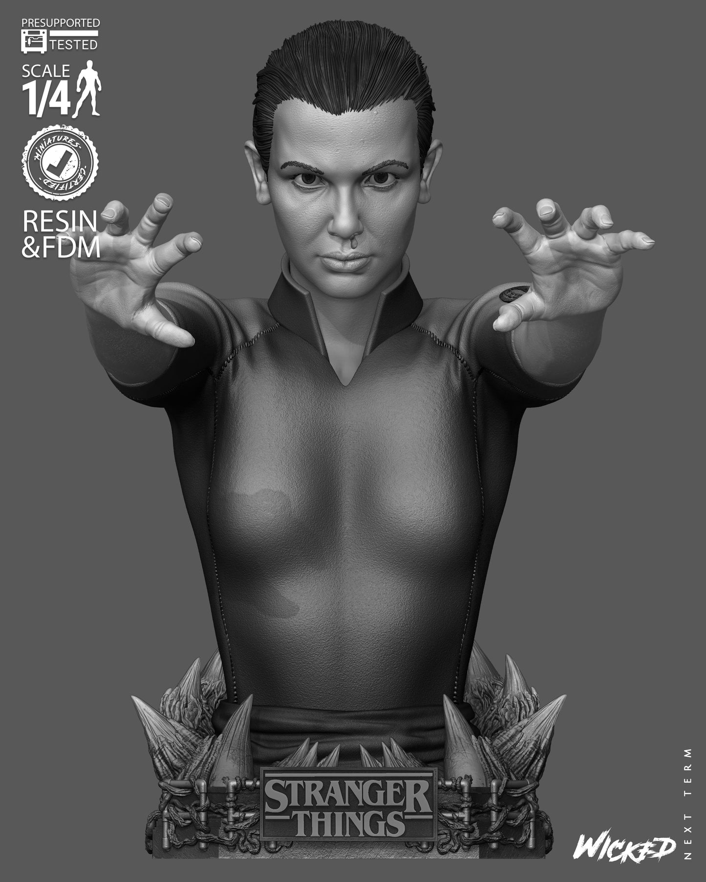 Eleven Bust (75mm to 300mm) Stranger Things - Unassembled/Unpainted/3D Print